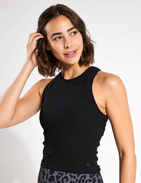 Harmony Tank Top - Black Rib long - term storage Seamless Design