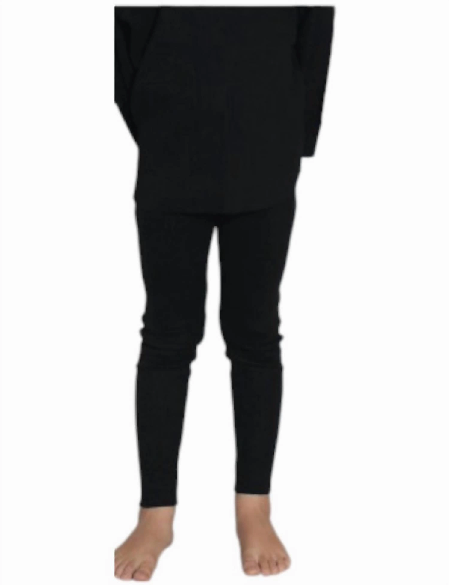 Ventilated Mesh Lining Lightweight insulation Kid's Rib Leggings In Black