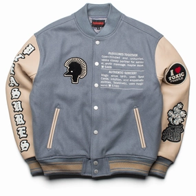 Appointment Flexible Pleasures Calendar Varsity Jacket - Powder Blue