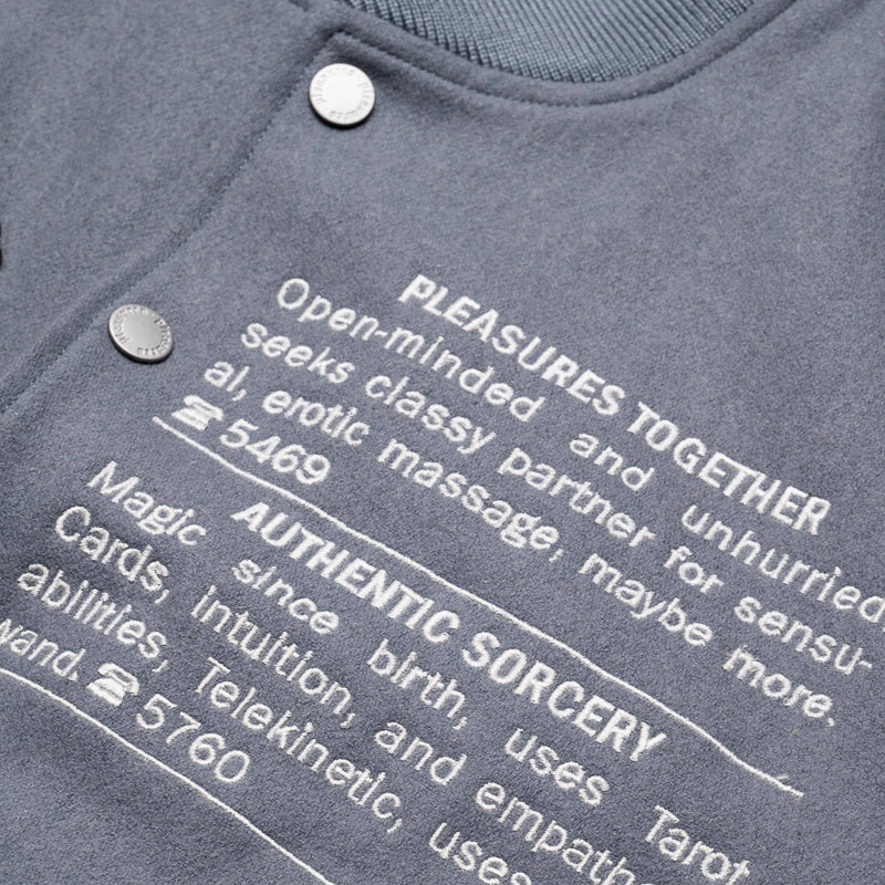 Pleasures Calendar Varsity Jacket - Powder Blue Sign Style Layer