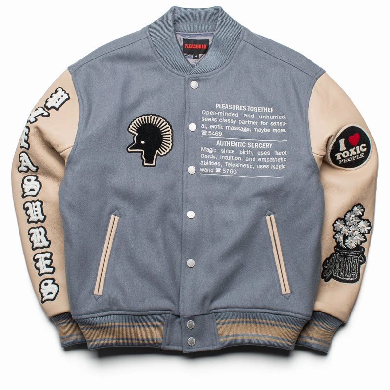 Appointment Flexible Pleasures Calendar Varsity Jacket - Powder Blue