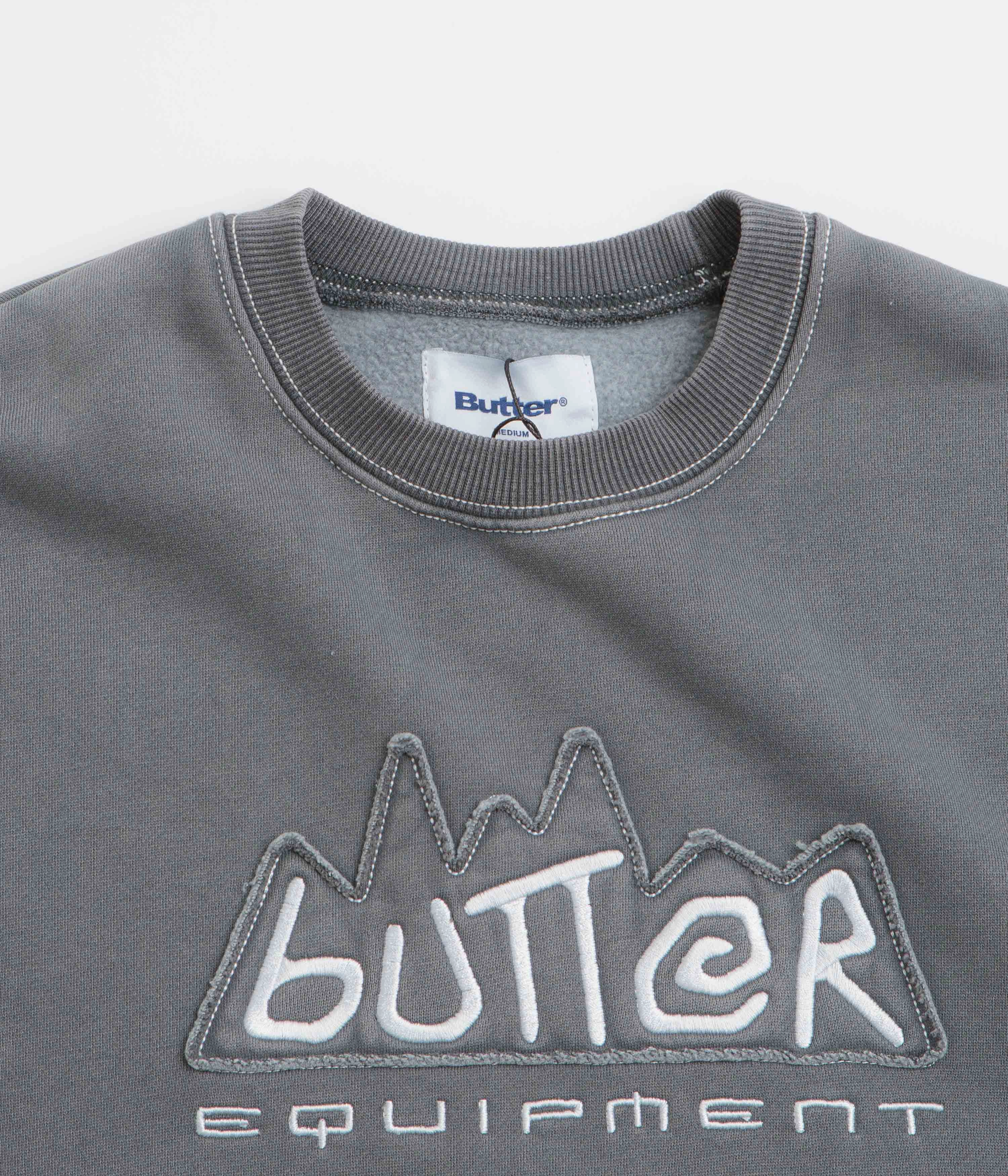 Elastic comfortable for sitting Butter Goods Equipment Applique Crewneck Sweatshirt - Washed Black