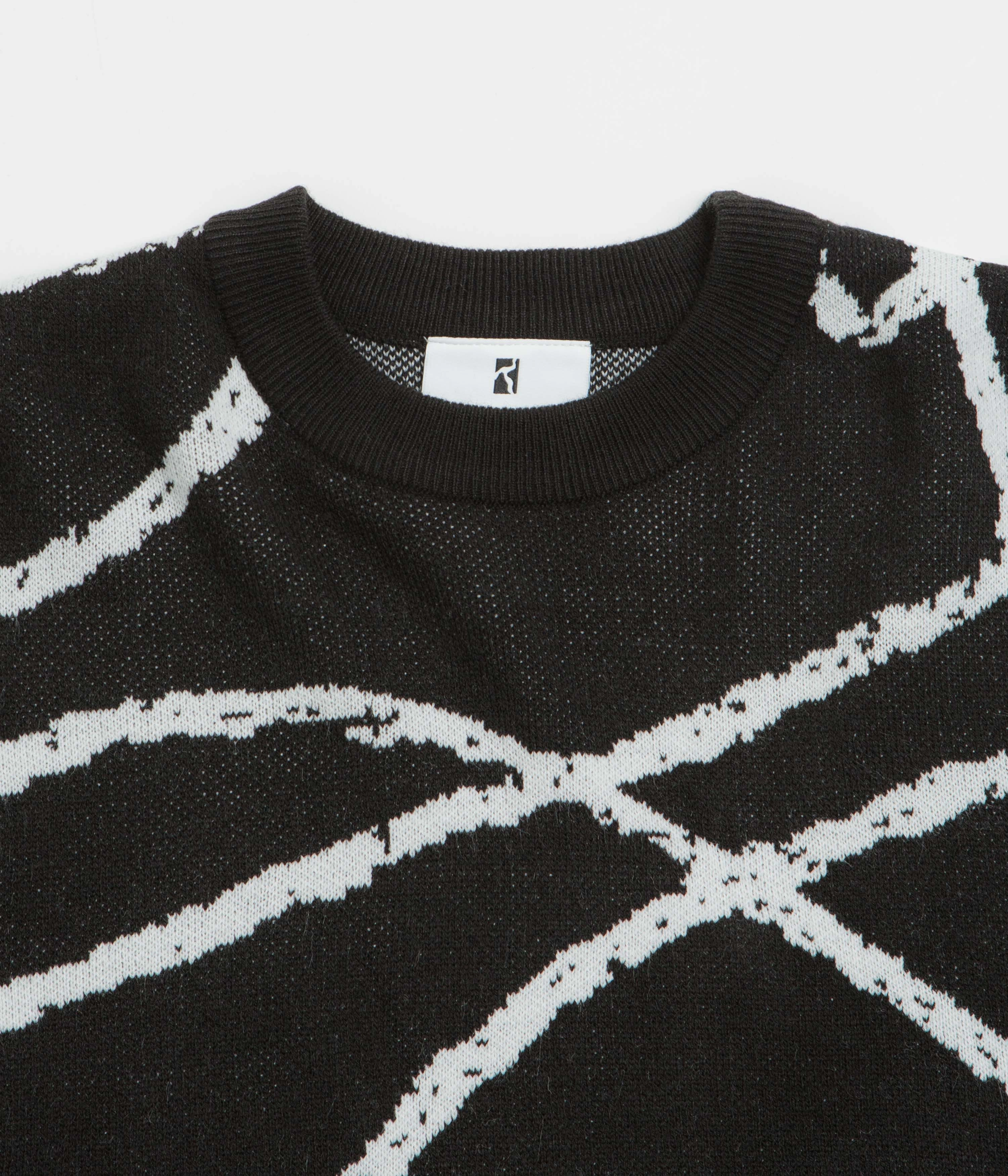 product wedding guest elegance Poetic Collective Doodle Jacquard Knitted Crewneck Sweatshirt - Black