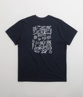 cropped legs graphic hem Poetic Collective Tribal T-Shirt - Navy