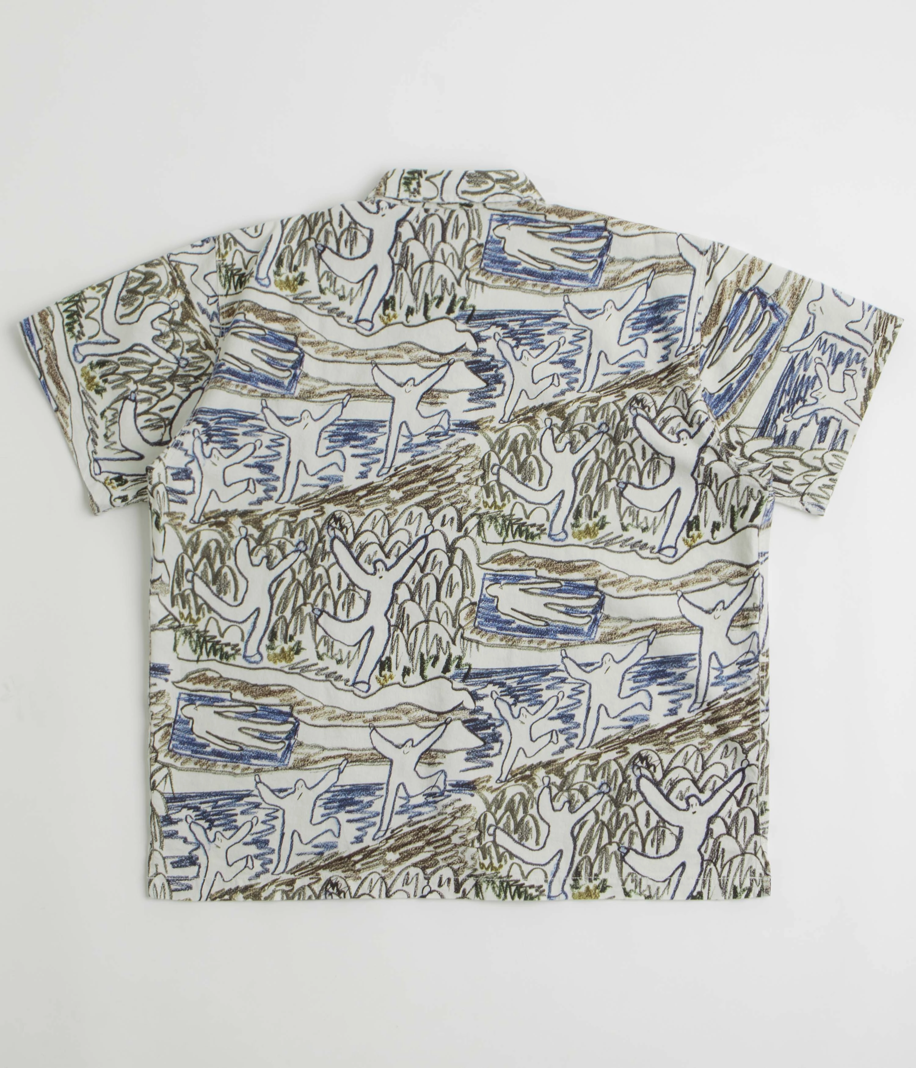 Polar Beach Day Tom Short Sleeve Shirt - Off White Chambray Fabric