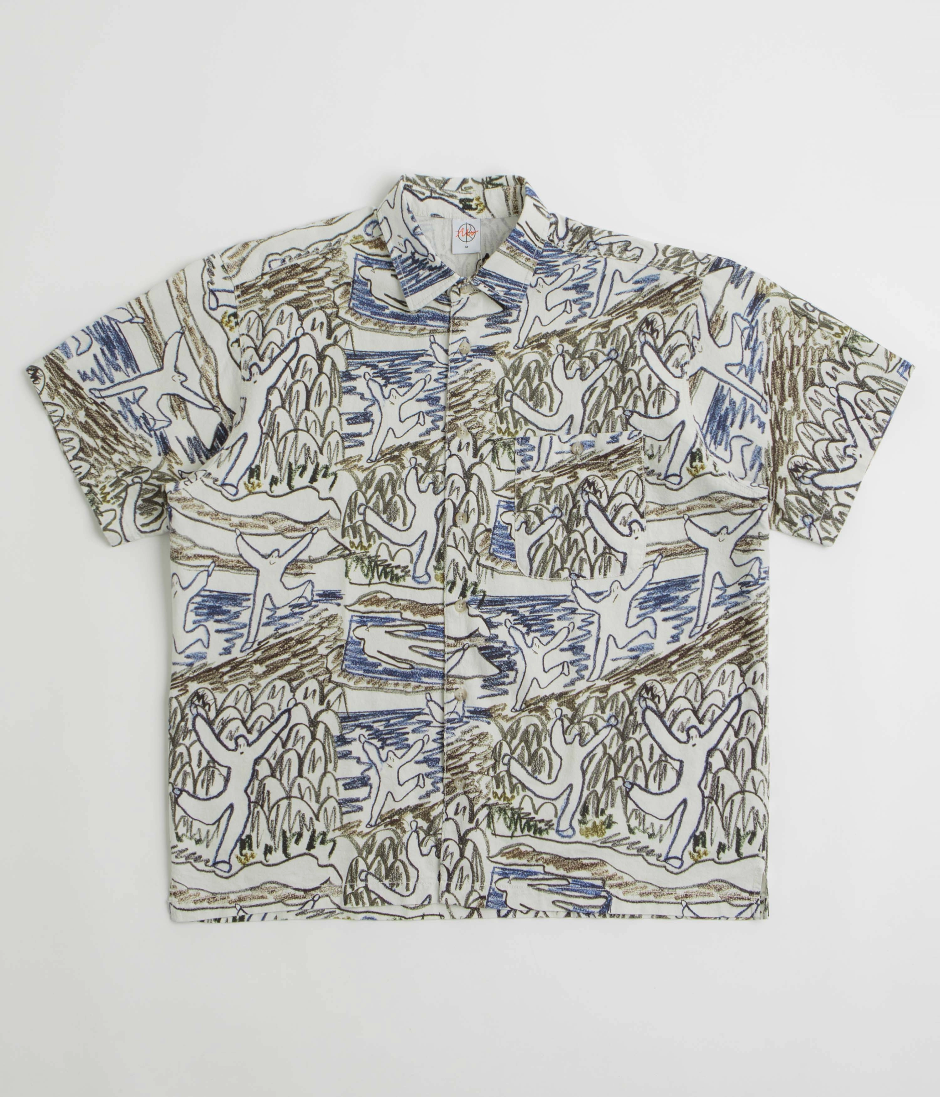 Chill Layer Checkered Print Polar Beach Day Tom Short Sleeve Shirt - Off White