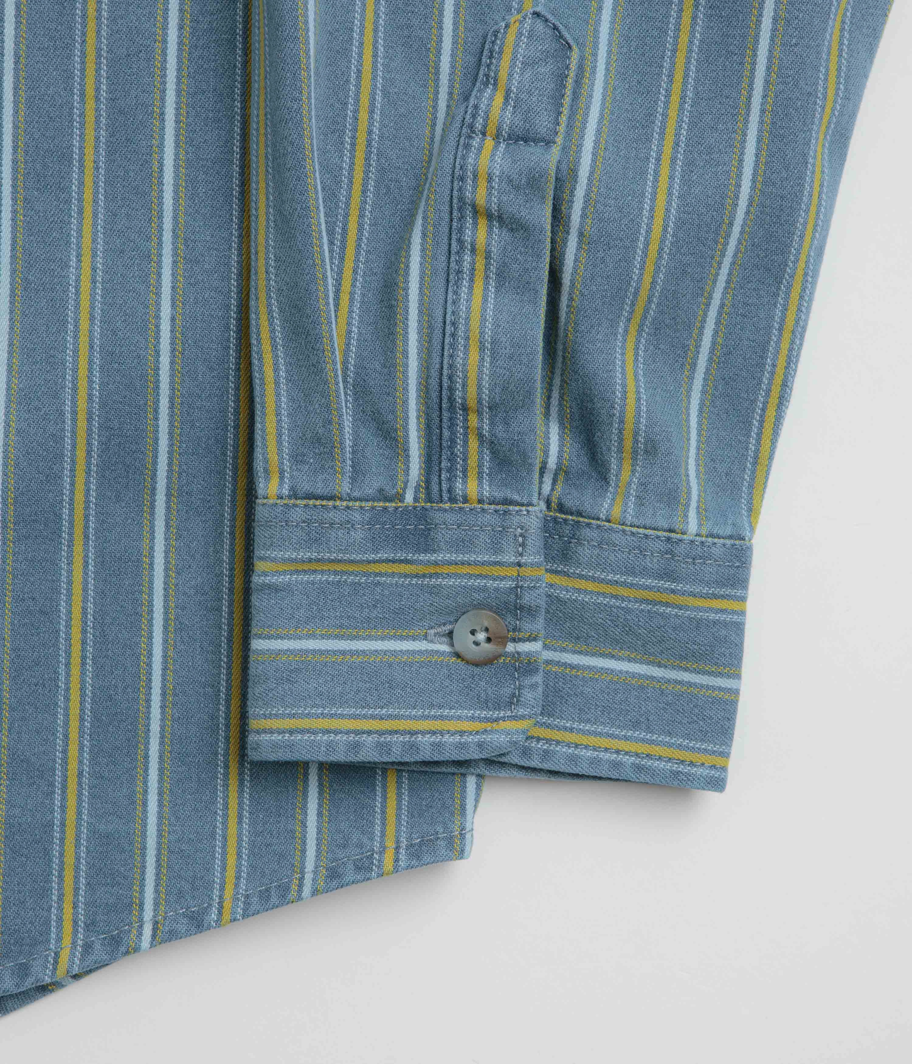 Polar Denim Mike Shirt - Blue / Yellow Flatlock stitching