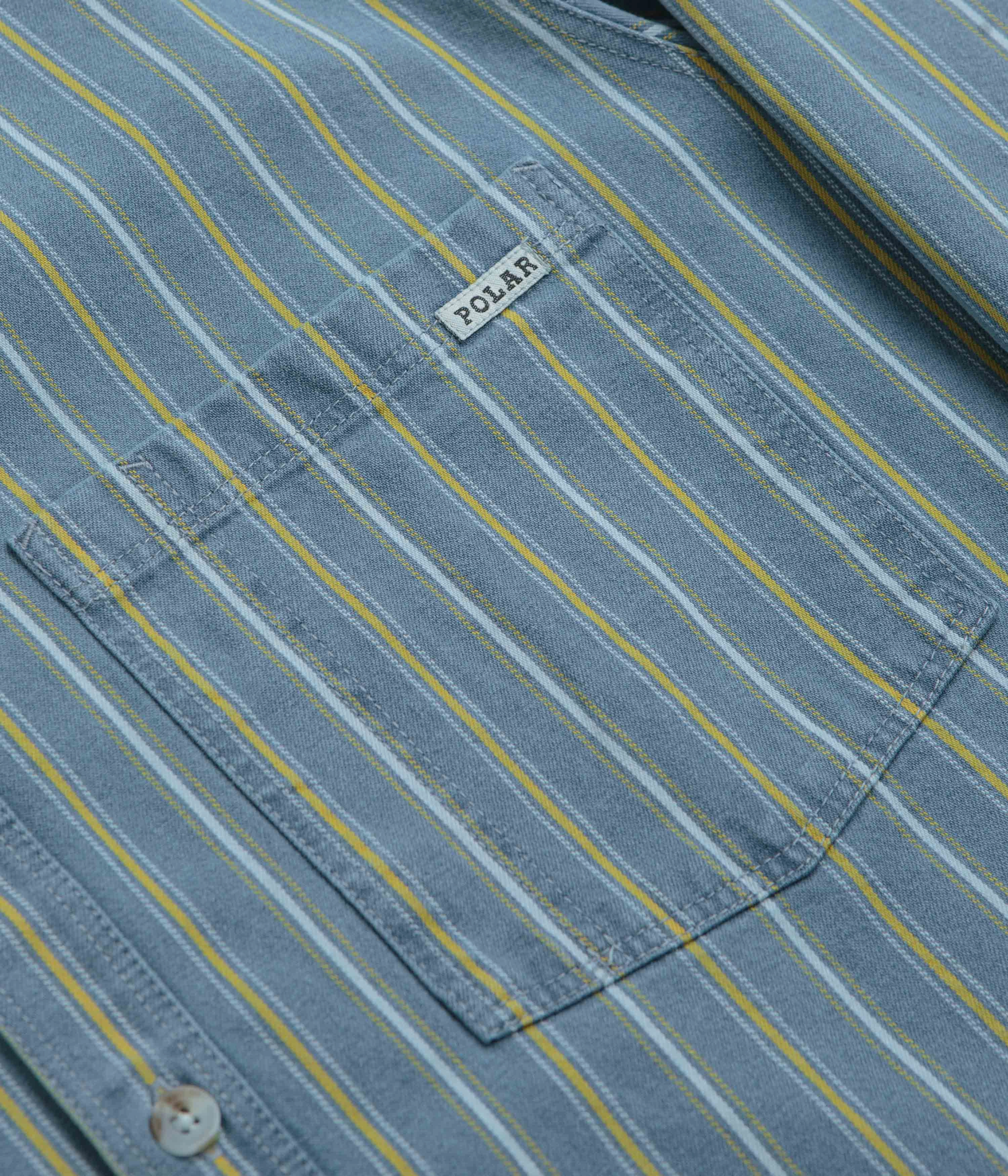 high-low hem Polar Denim Mike Shirt - Blue / Yellow