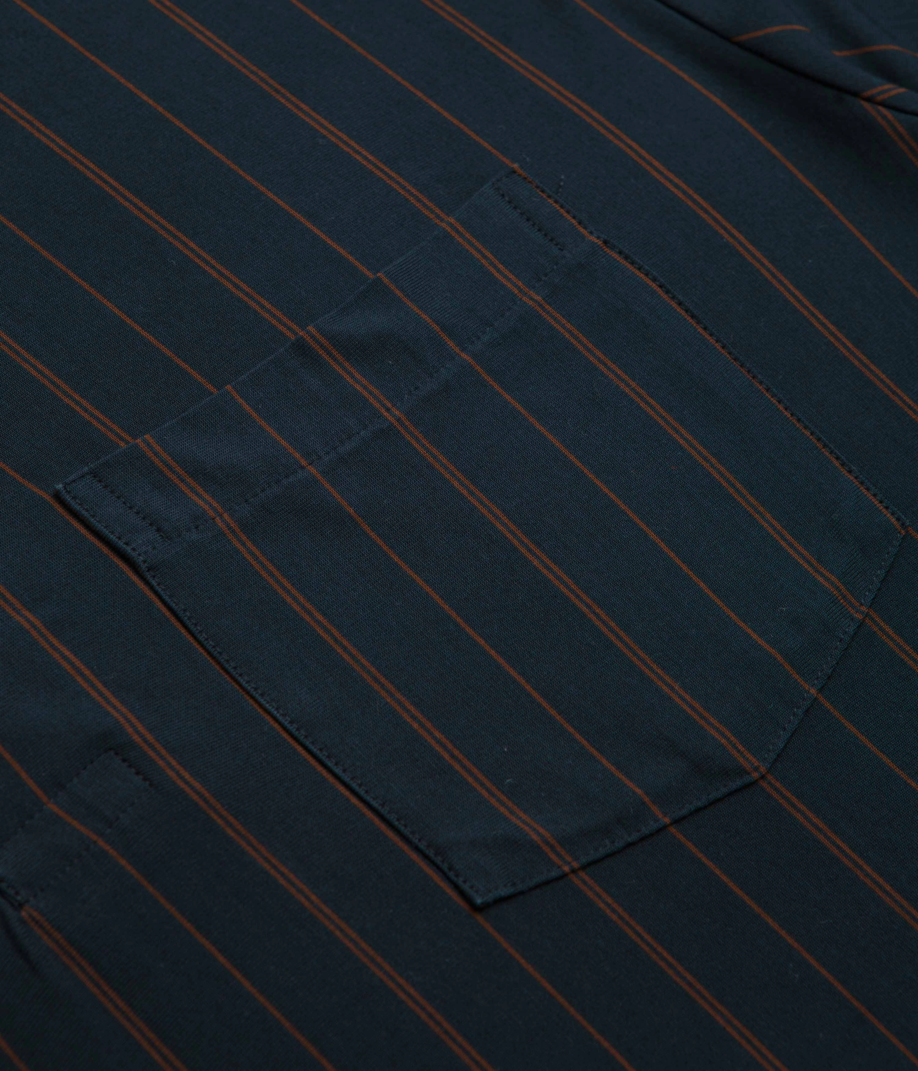 Polar Fancy Polo Shirt - Navy / Brown High Density Weave Plus Size