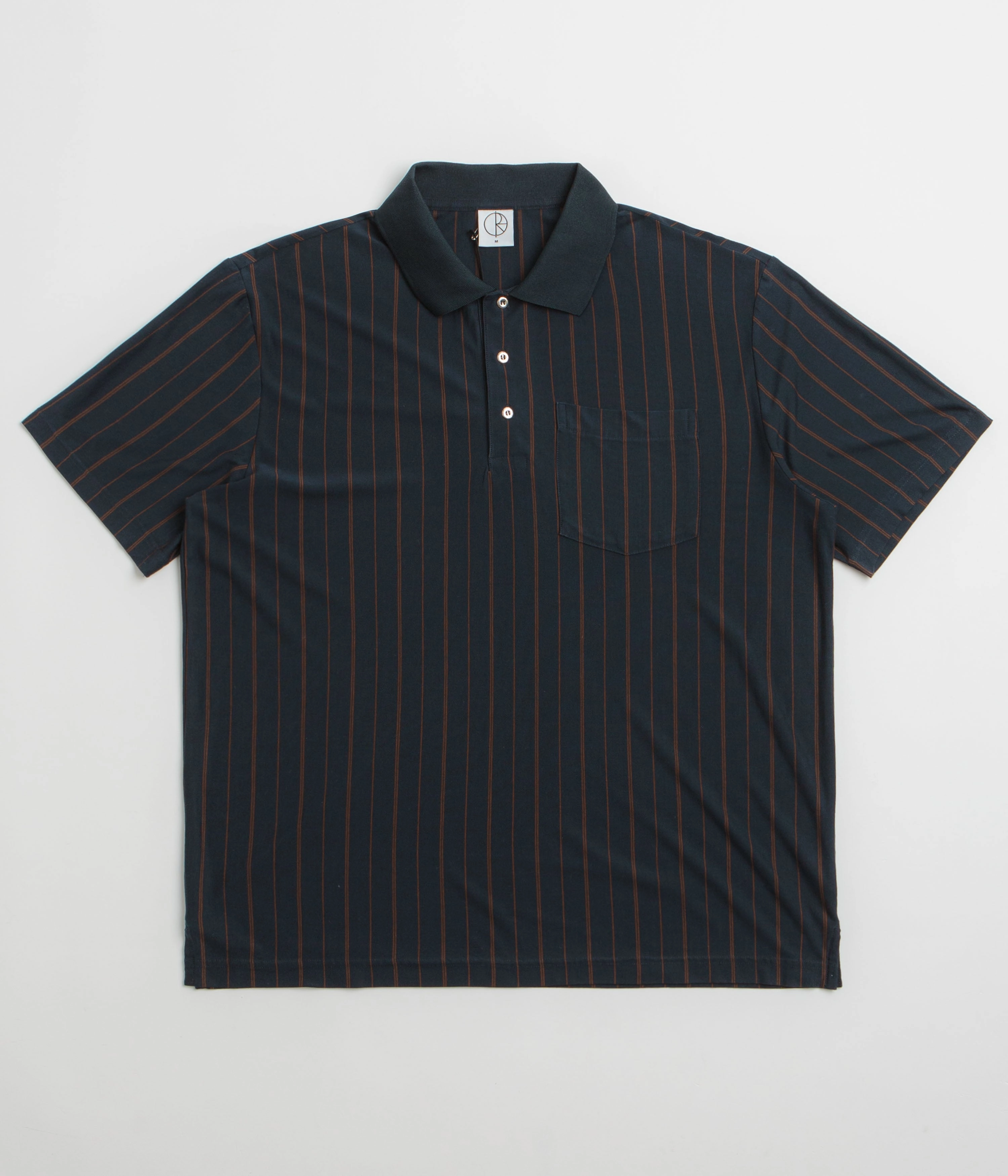 Polar Fancy Polo Shirt - Navy / Brown Anti Pilling Surface Refined Aesthetic