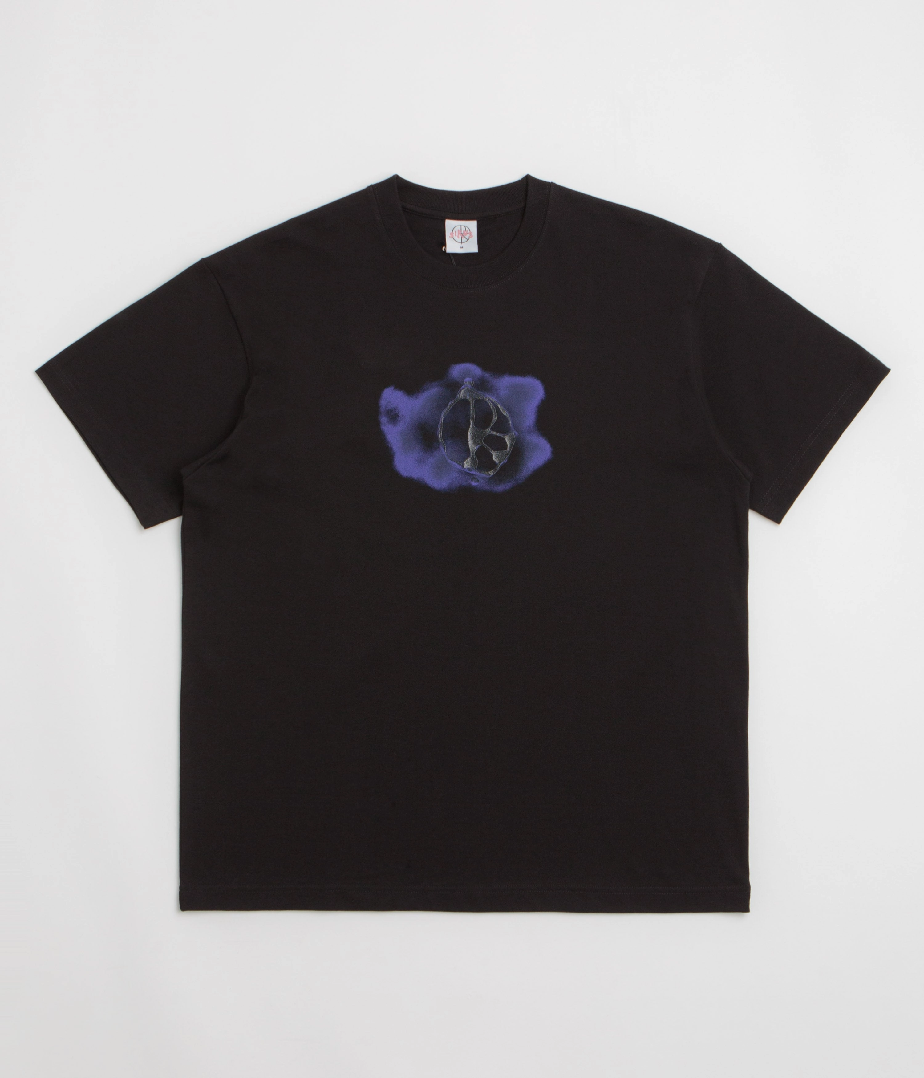 Garment Washed Texture Polar Metal Logo T-Shirt - Black