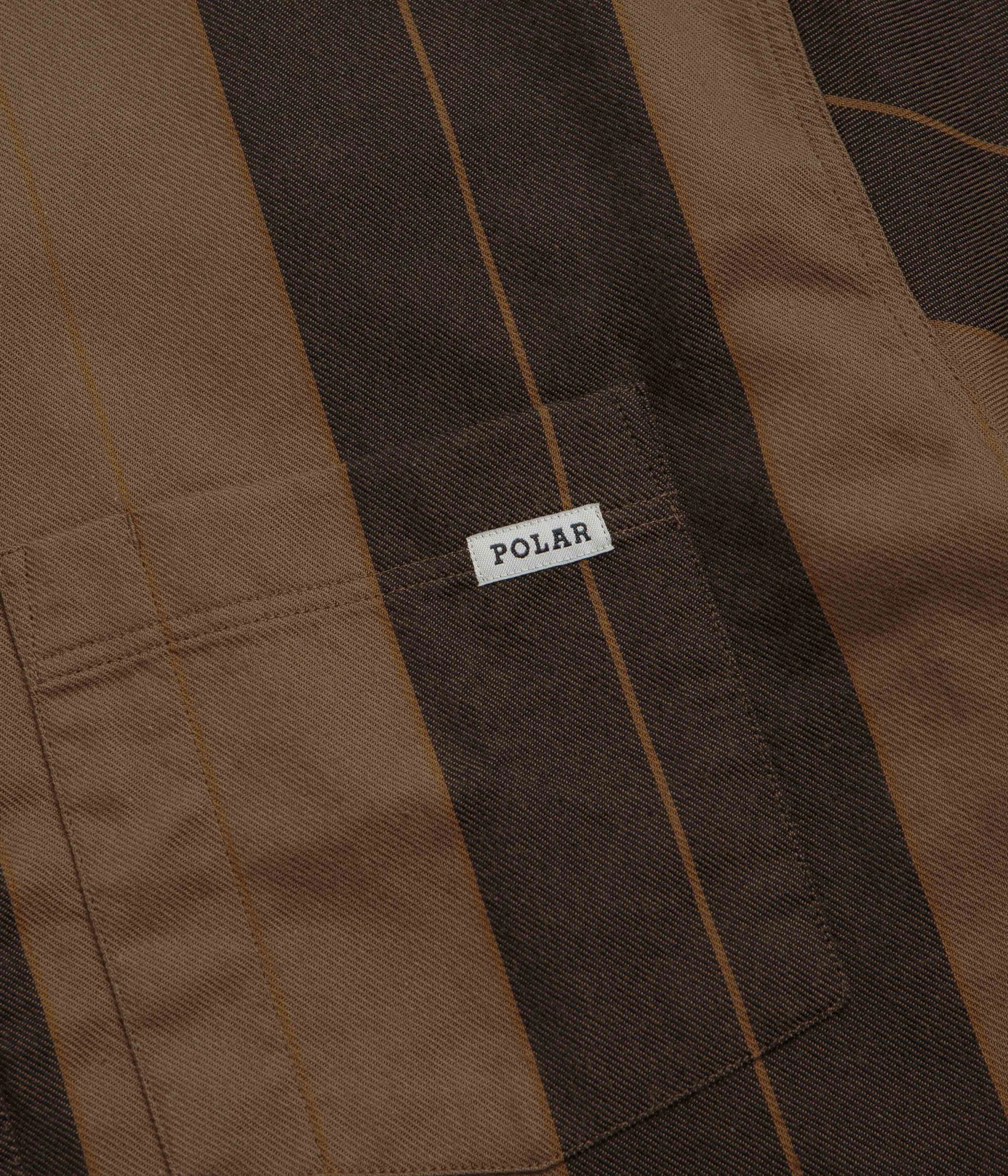 Smart Casual Polar Mitchell Short Sleeve Shirt - Brown Block Stripe