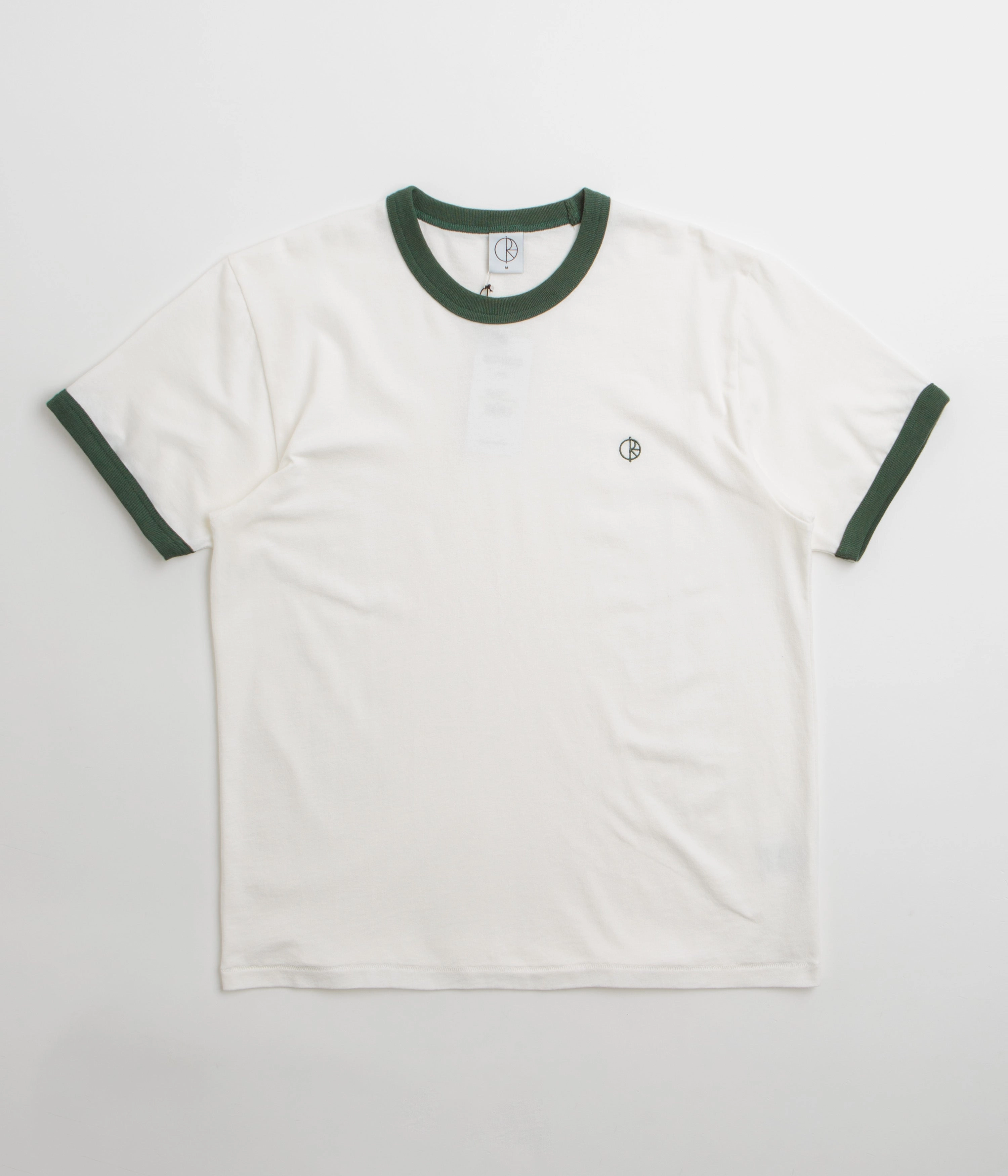 Polar Ringer T-Shirt - Cloud White / Dark Green Pockets