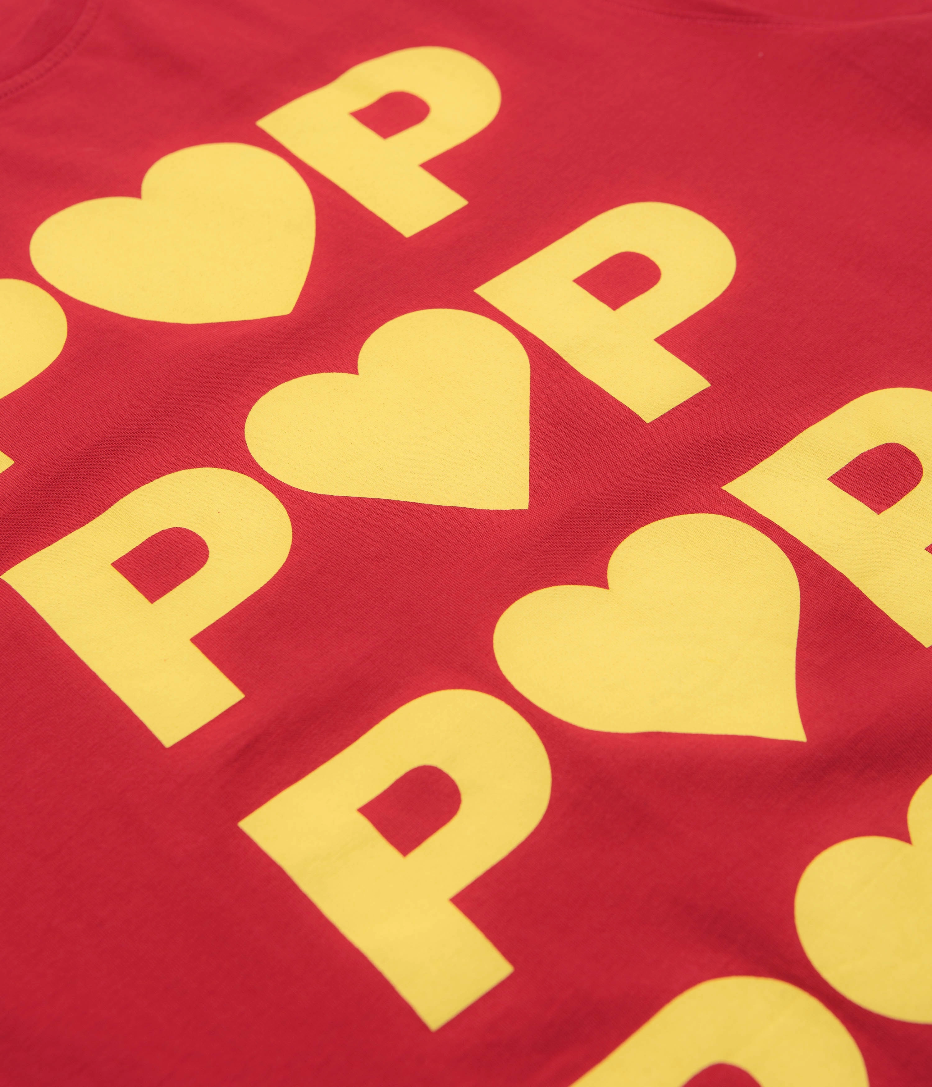 Pop Trading Company Hearts T-Shirt - Haute Red Moisture Wicking Fabric