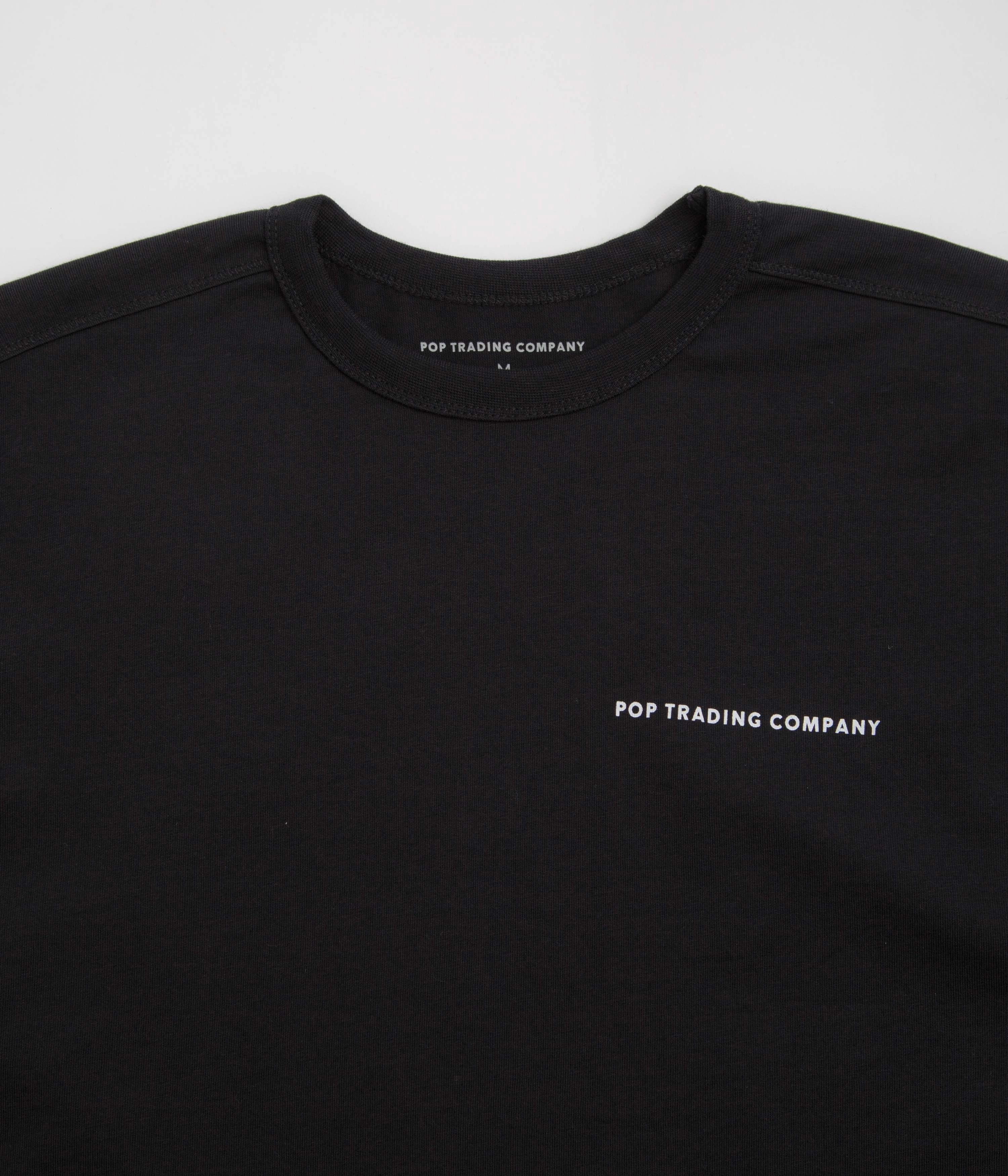 Pop Trading Company Logo Long Sleeve T-Shirt - Black / White weekend Bound Armhole Edges