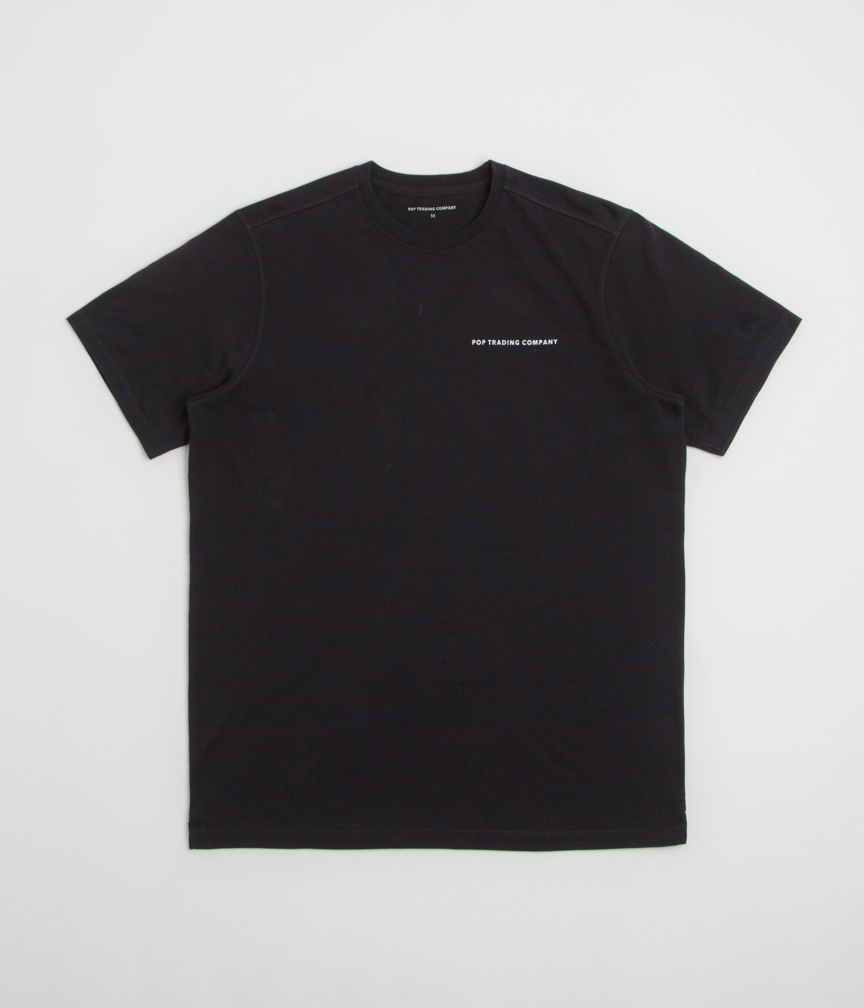 Pop Trading Company Logo T-Shirt - Black / White Low-waisted Colorfastness