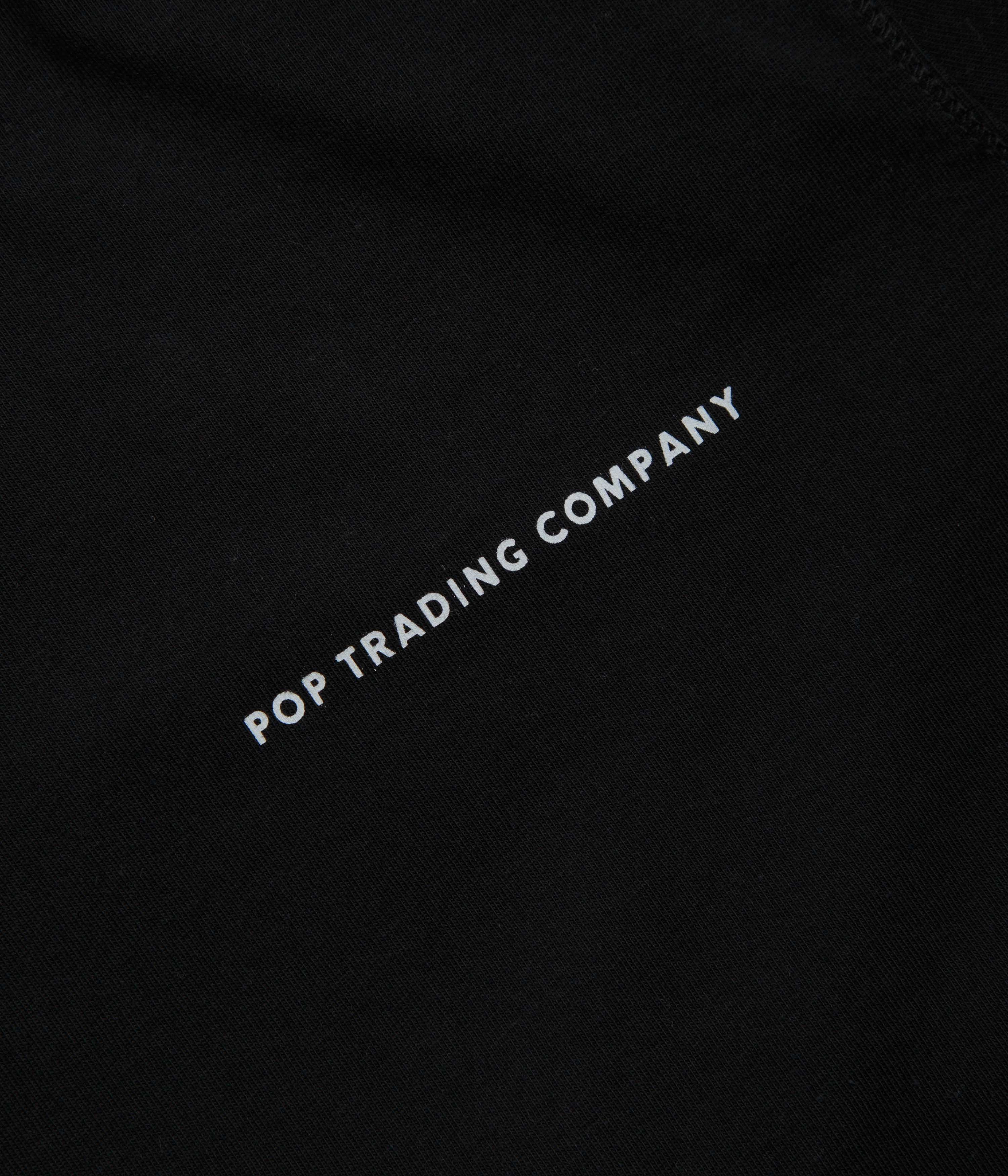 Pop Trading Company Logo T-Shirt - Black / White Pullover Moisture Management Ribbing