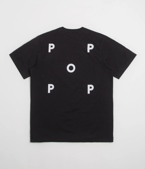 Pop Trading Company Logo T-Shirt - Black / White Sleeveless Ruffled edges