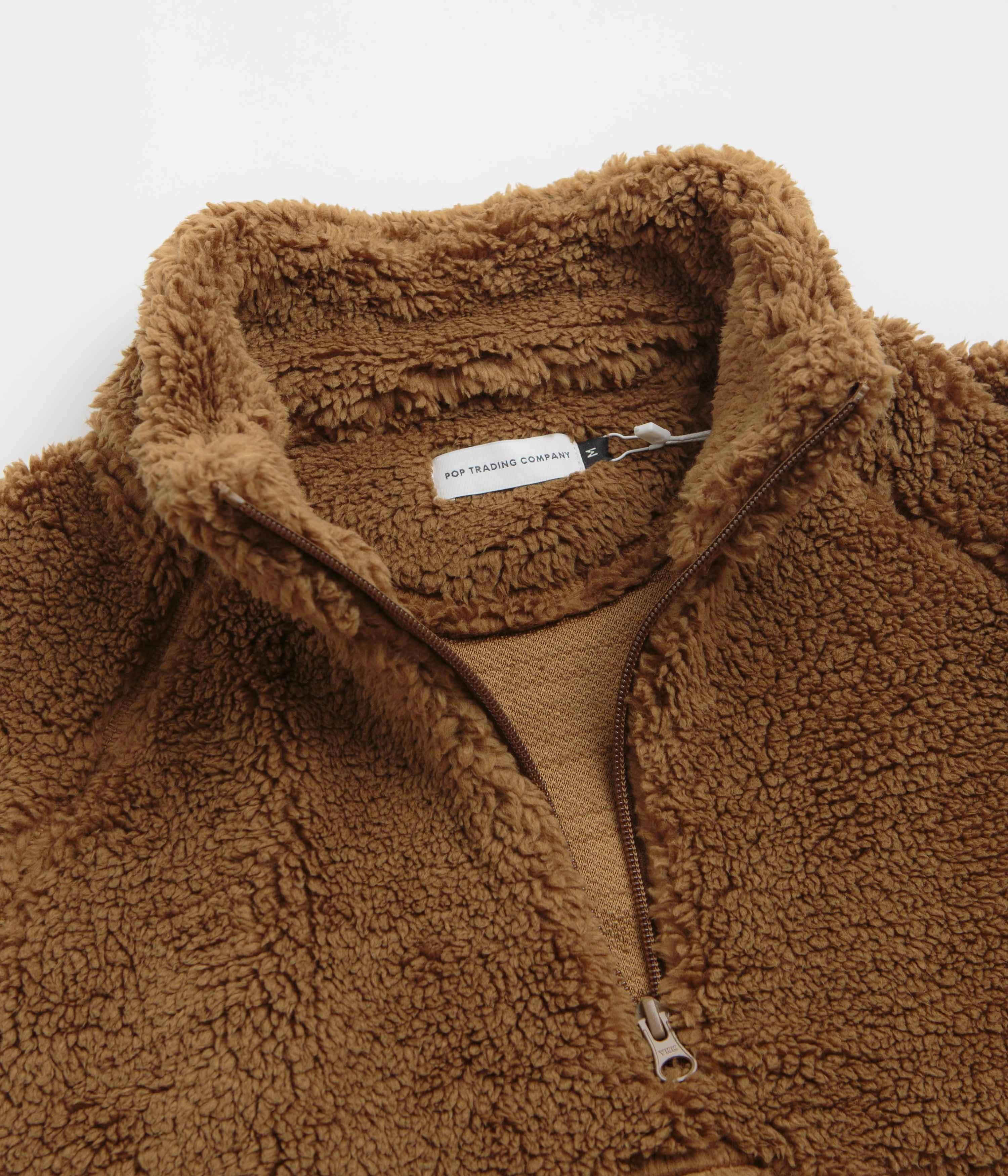 Pop Trading Company Polar 1/2 Zip Fleece Sweatshirt - Bison Versatile Top