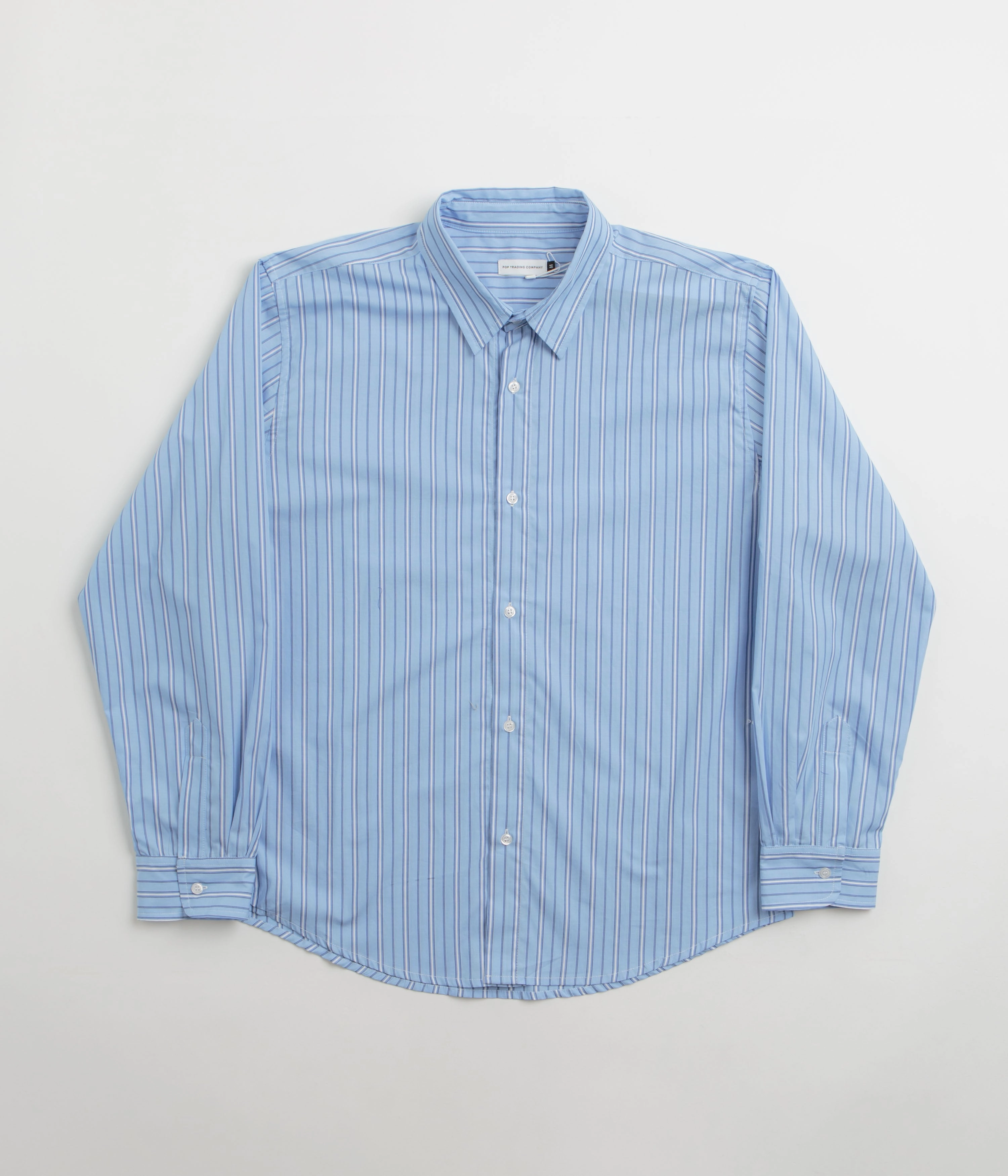 Pop Trading Company Striped Logo Shirt - Blue Wrinkle-Resistant Athletic Look