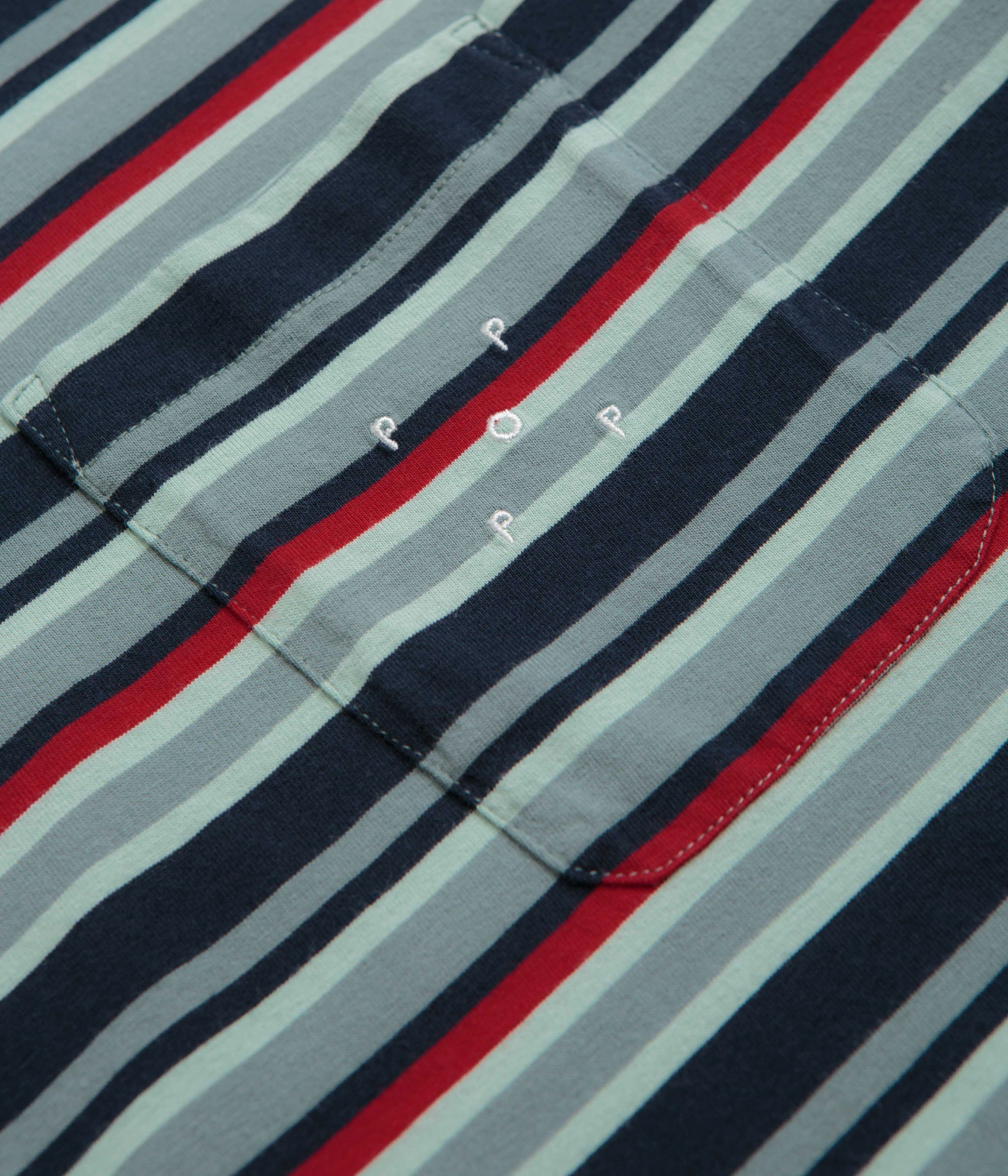 Pop Trading Company Striped Pocket T-Shirt - Multicolour / Red custom size tent event