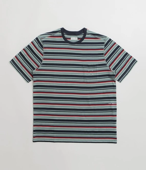 Pop Trading Company Striped Pocket T-Shirt - Multicolour / Red Bold Patterns Club Event