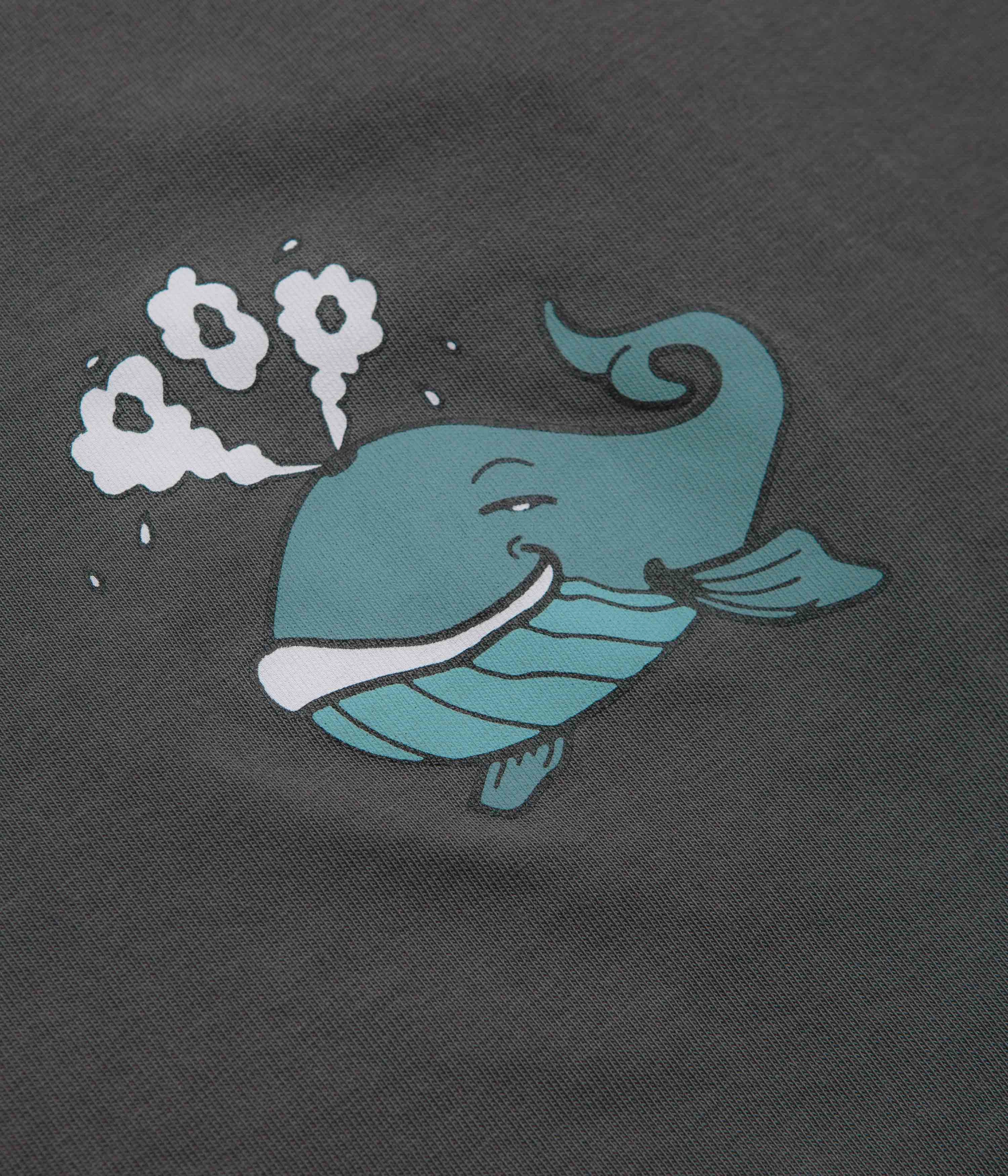 Pop Trading Company Whale T-Shirt - Charcoal group venue event Lightweight Jersey Knit