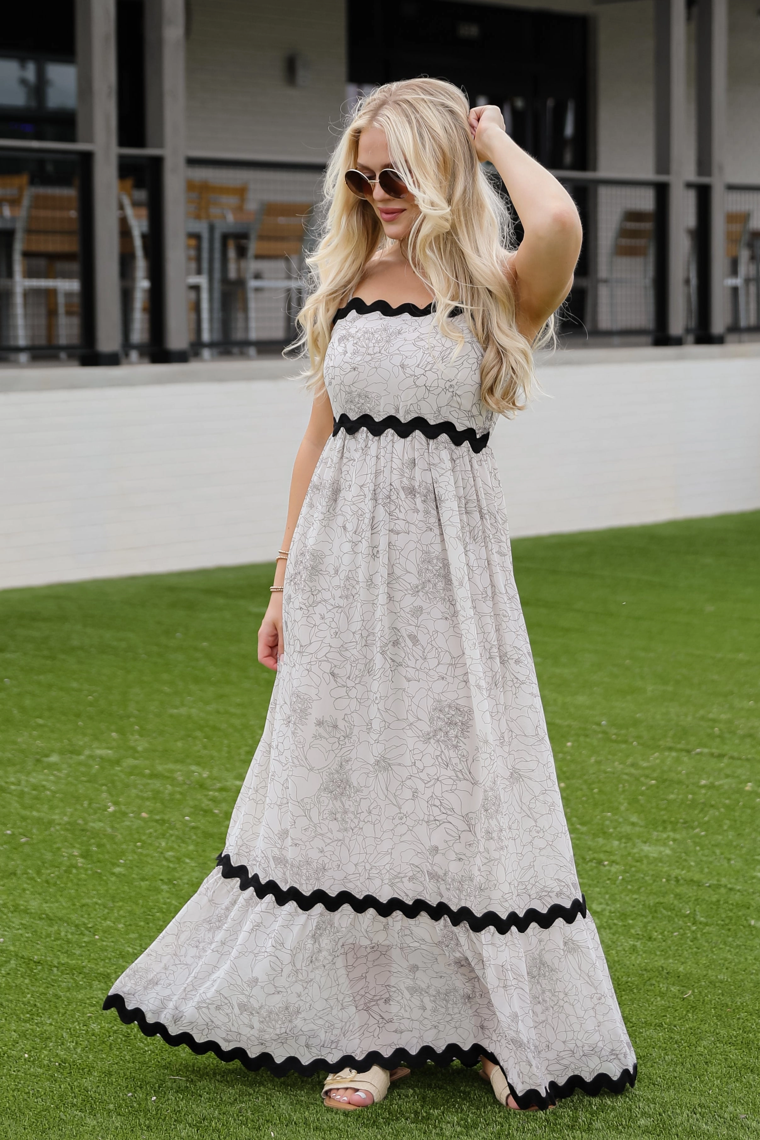 FINAL SALE - Talk It Through Ivory Floral Tiered Maxi Dress Pop Texture