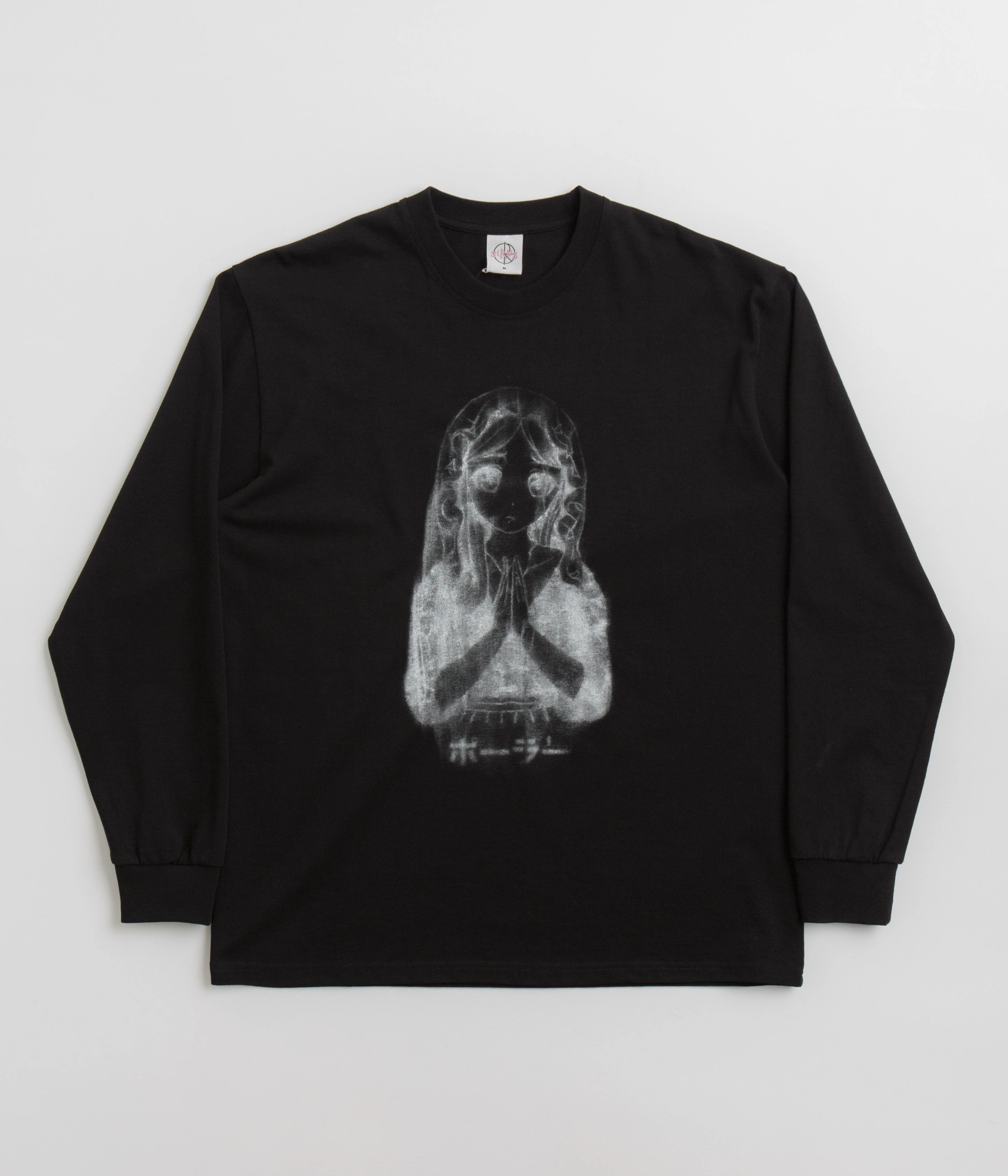 Seamless Side Panels Elderly Polar Saint Kawaii Long Sleeve T-Shirt - Black