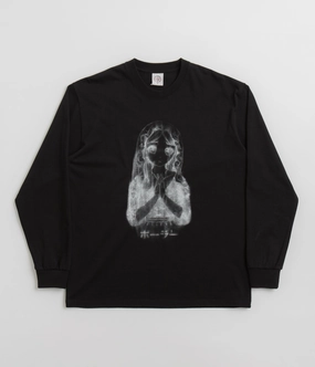 Seamless Side Panels Elderly Polar Saint Kawaii Long Sleeve T-Shirt - Black