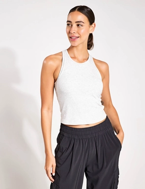 Anti Pilling Treatment Pose Plyo Tank - White Heather Grey