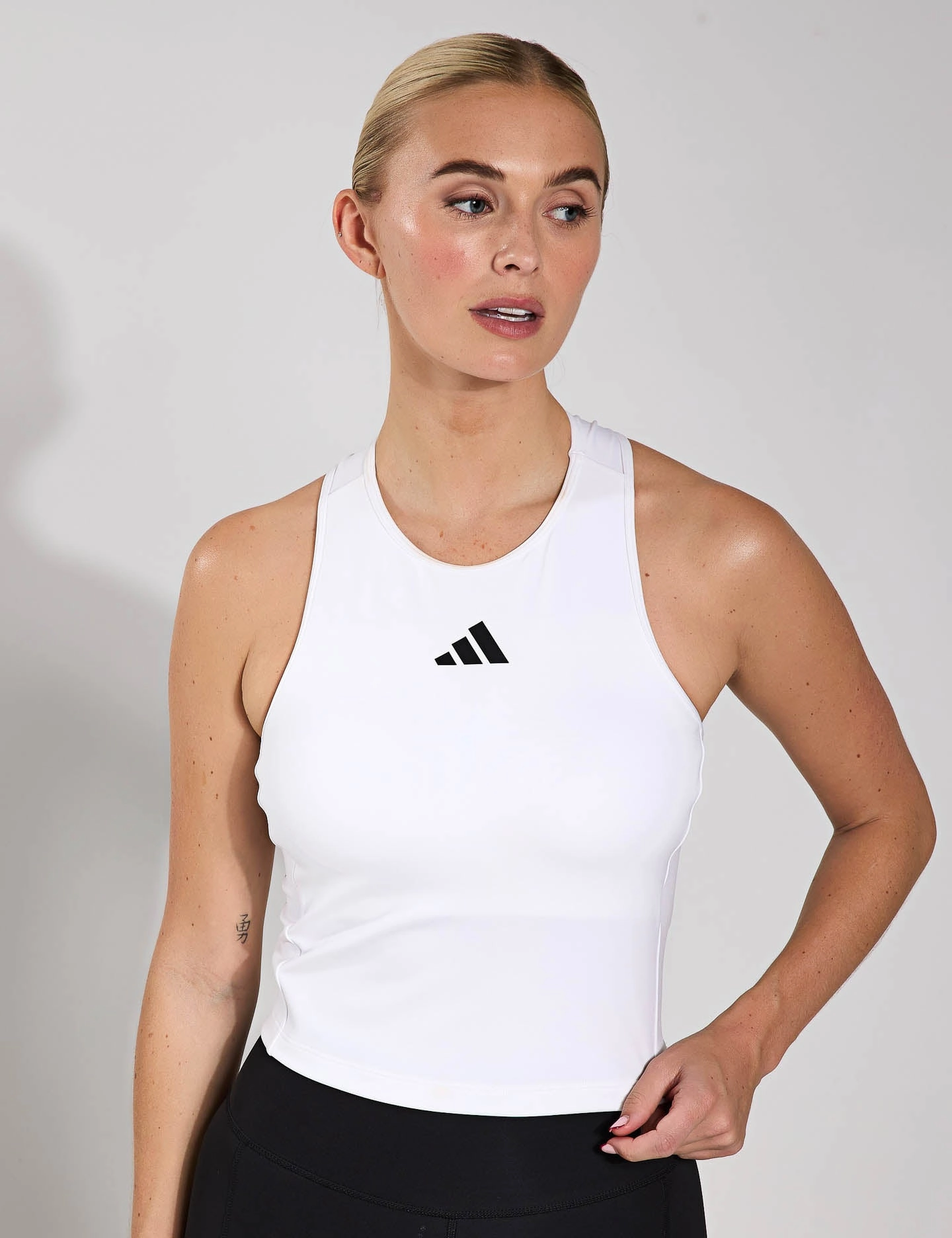 Power 3-Stripes Racerback Bra Tank Top - White Camouflage FadeResistant Color