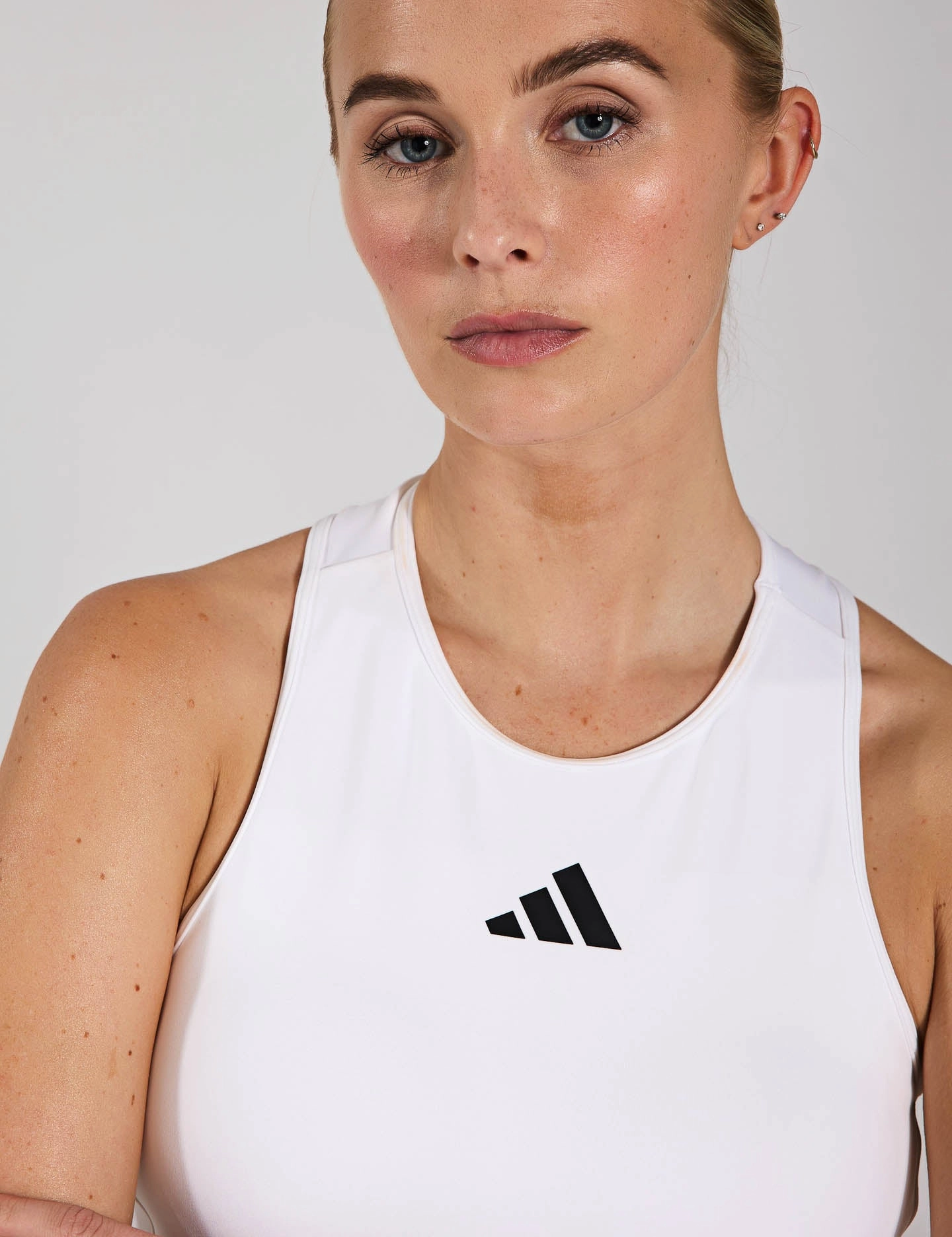 Power 3-Stripes Racerback Bra Tank Top - White Precision - engineered