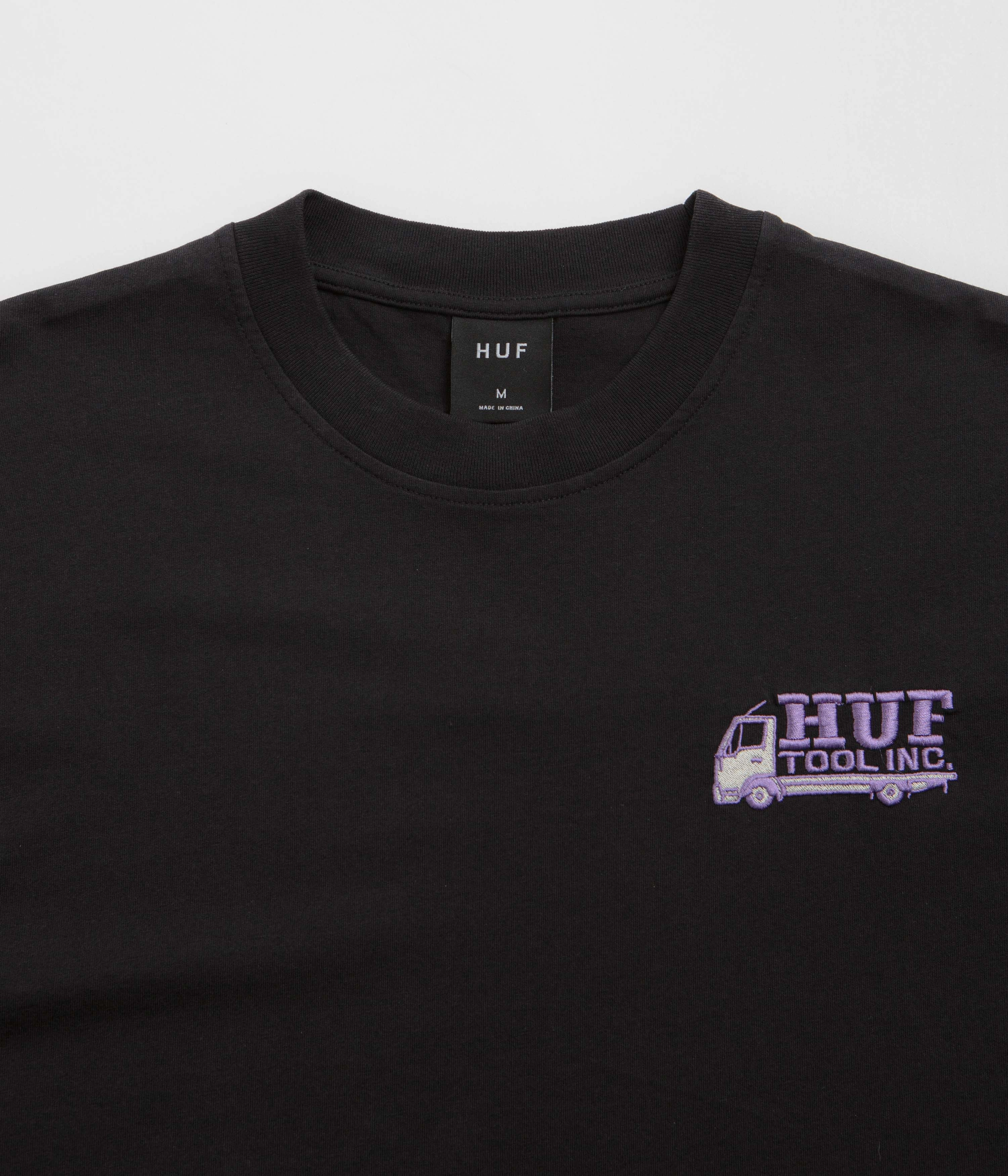 HUF Tool Inc Washed T-Shirt - Washed Black high-low hem pleats