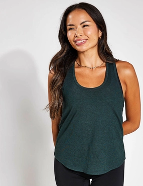 Double Layered Collar ReSet Relaxed Tank - Moss