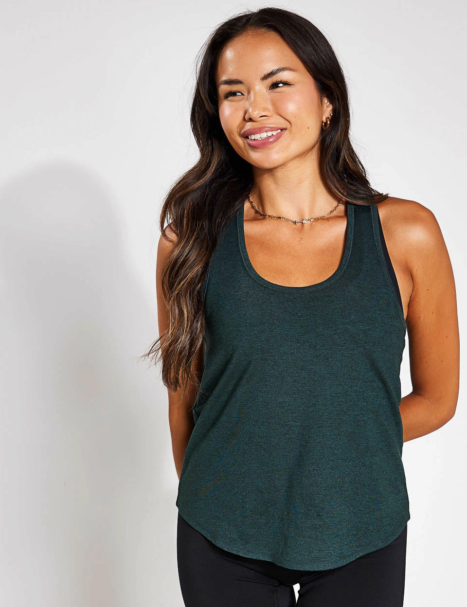 Double Layered Collar ReSet Relaxed Tank - Moss