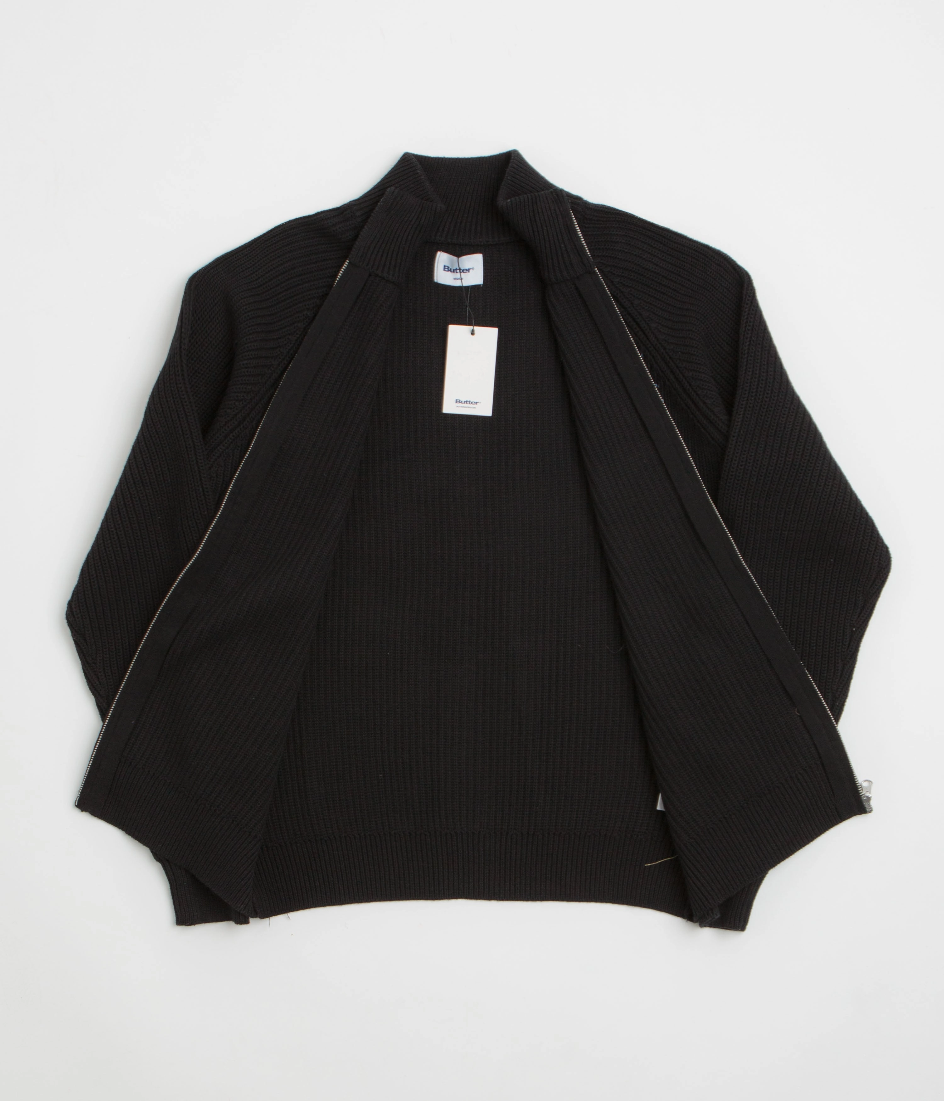 lanyard accents Hiking Suitable Butter Goods Dragon Zip-Thru Knit Sweatshirt - Black