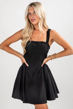 FINAL SALE - Say Less Black Mini Dress Urban Cool High Neck