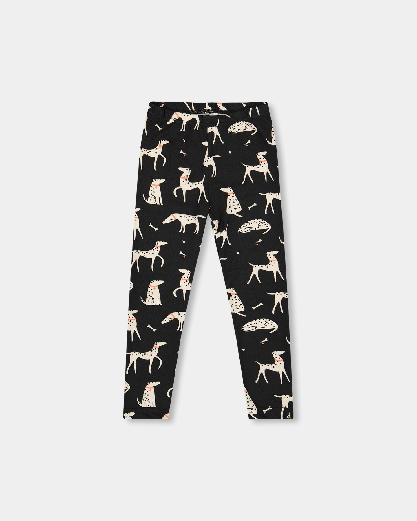 Multi-Purpose Wear Printed Jersey Leggings Black with Dalmatians