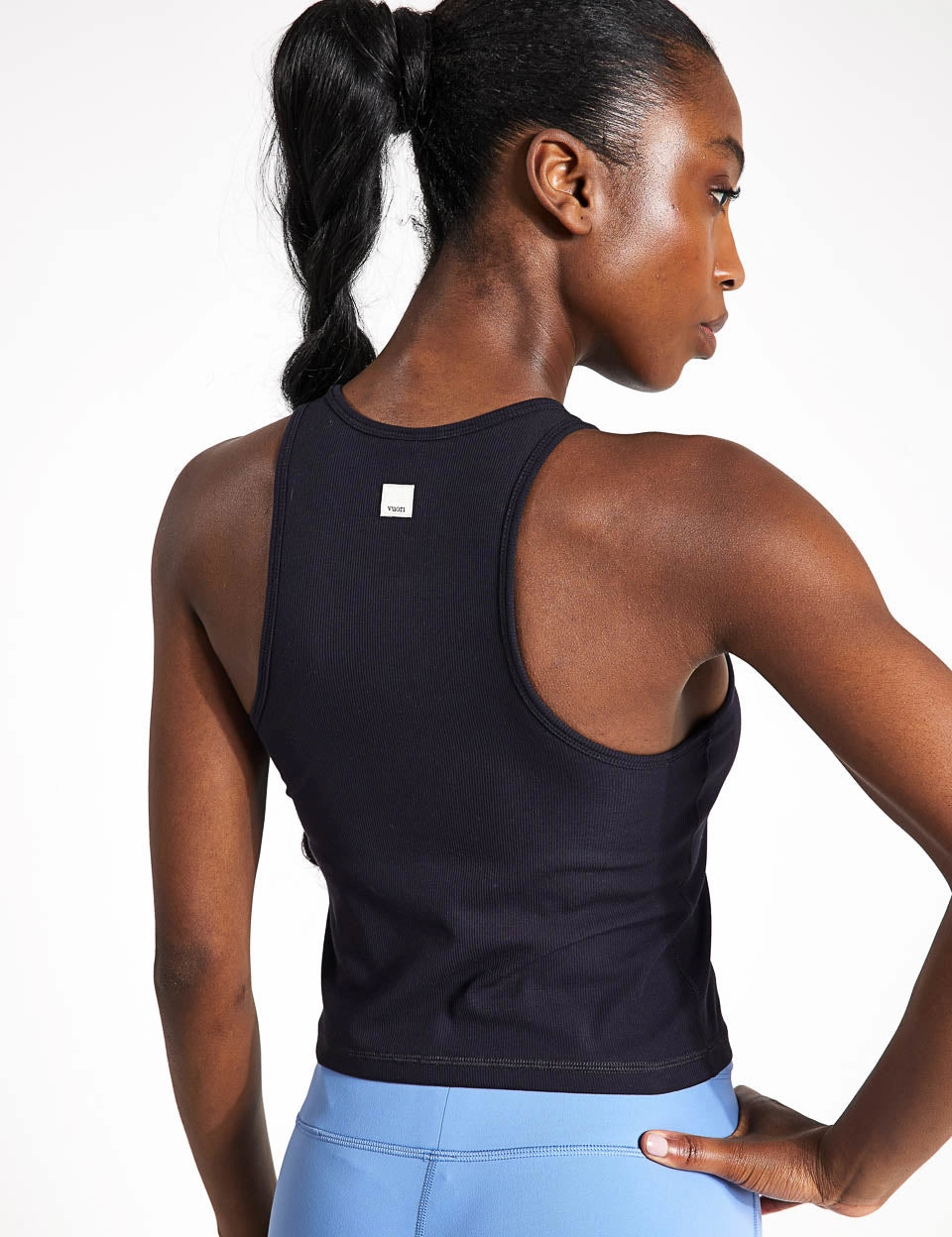 Pose Plyo Tank - Black Ribbed Texture Finish Smooth No Roll Hem