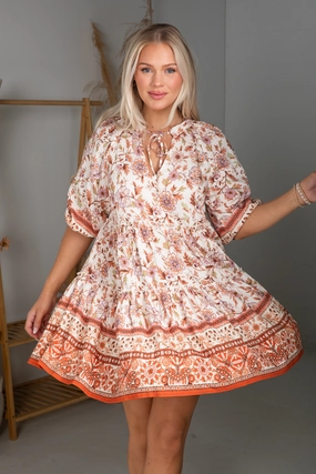 Fresh Perspective Ivory Floral Tiered Mini Dress Wardrobe-Staple Simple Chic