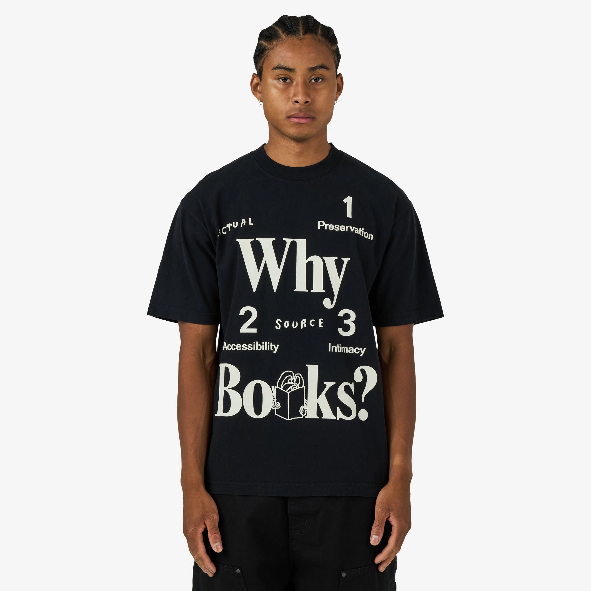 Actual Source Why Books T-Shirt Black straight legs fashionability