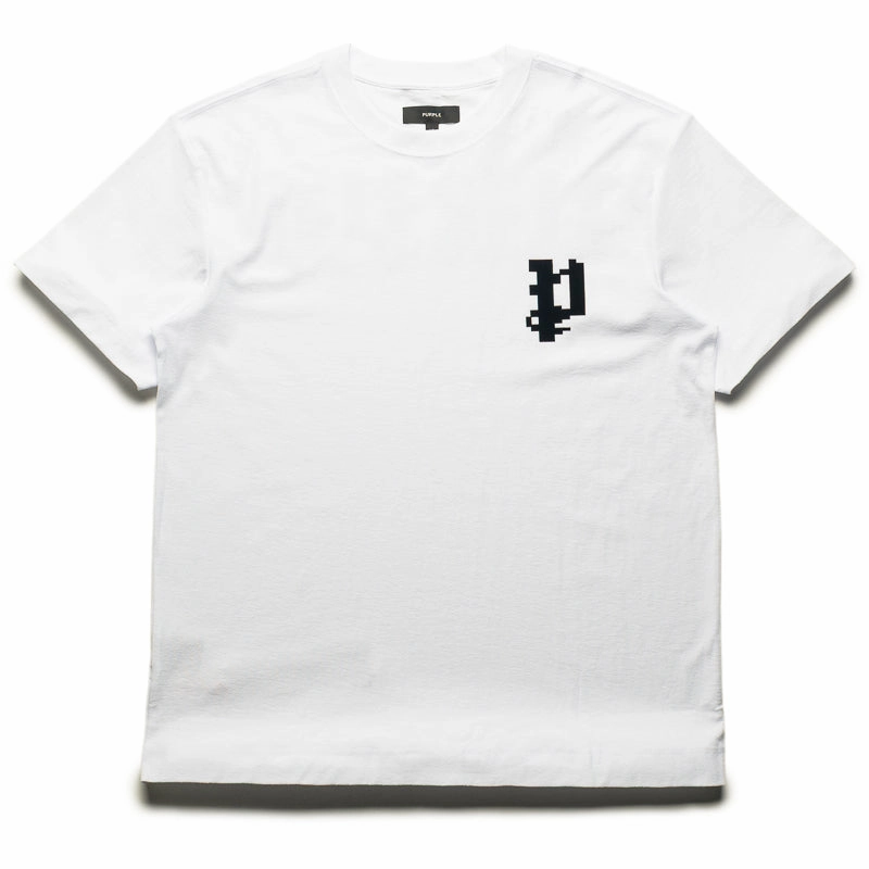 safari event Innovative Purple Brand Pixelated Gothic Tee - White