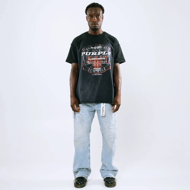 Lightweight texture conference event Purple Brand Textured Inside Out Tee - Black