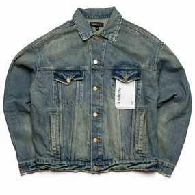 Purple Brand Vintage Dirty Oversized Jacket - Light Indigo AntiPilling Surface Finish Go Anywhere