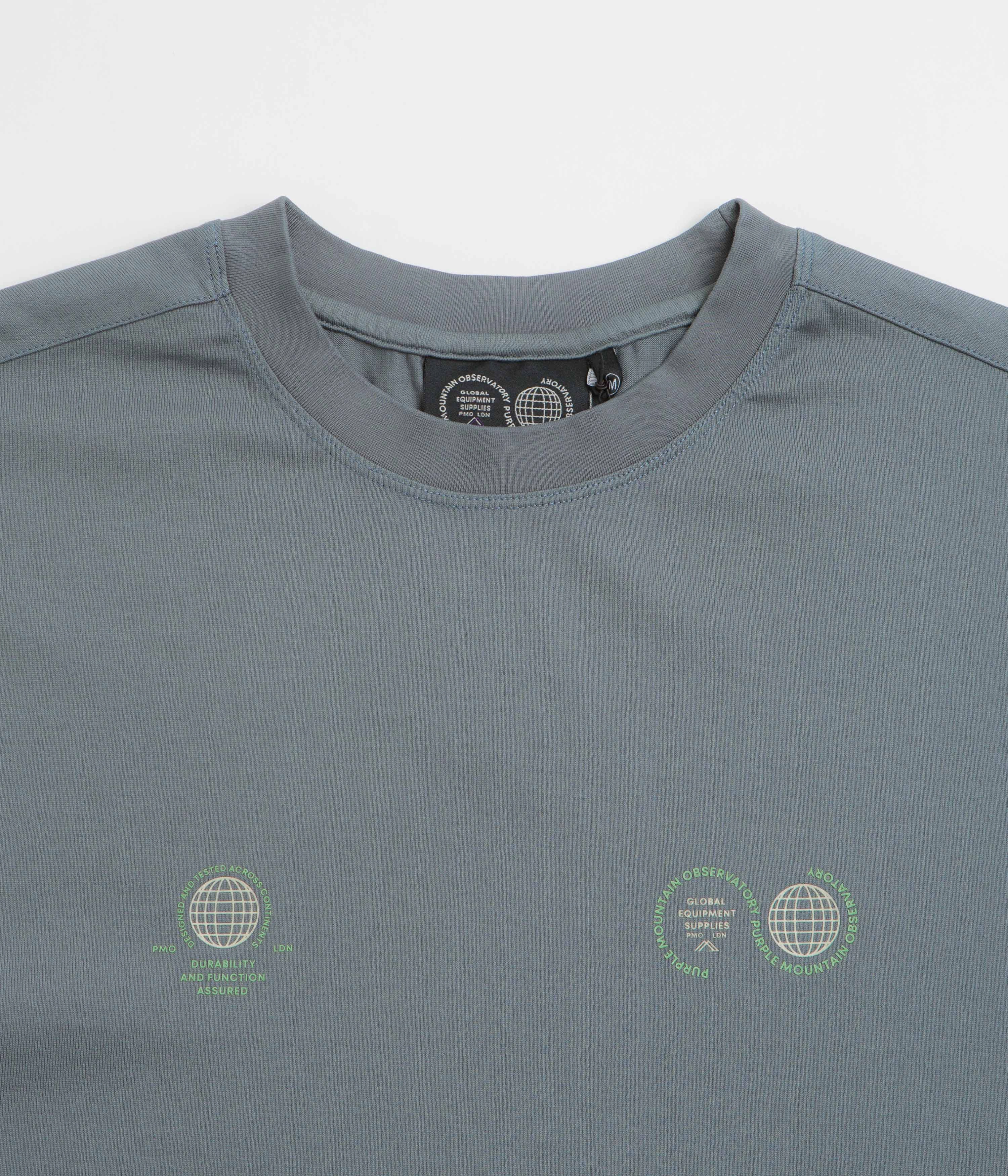 Button Down Purple Mountain Observatory Globe Long Sleeve T-Shirt - Stormy