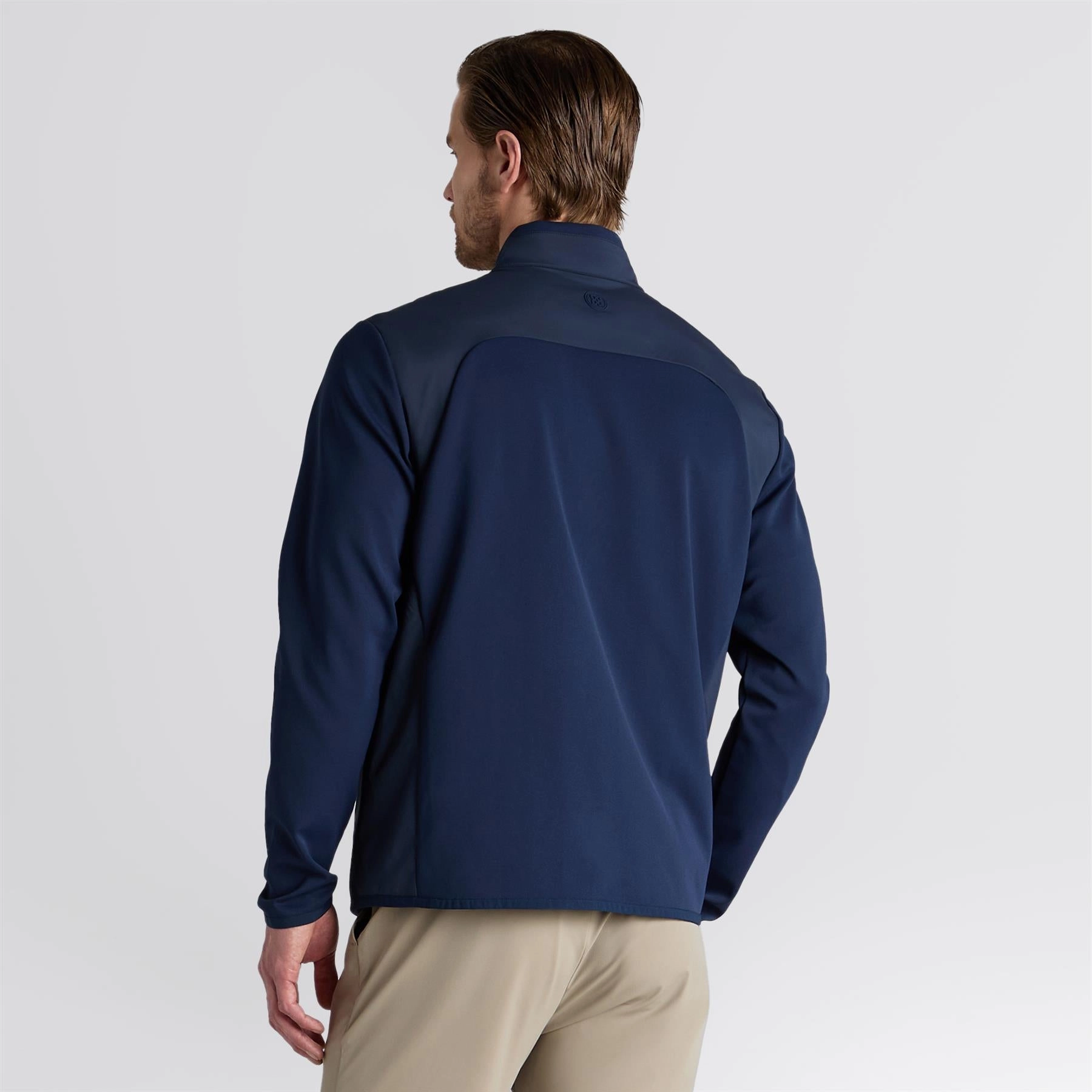 Button Nylon Panelled Quarter Zip Jacket Twilight
