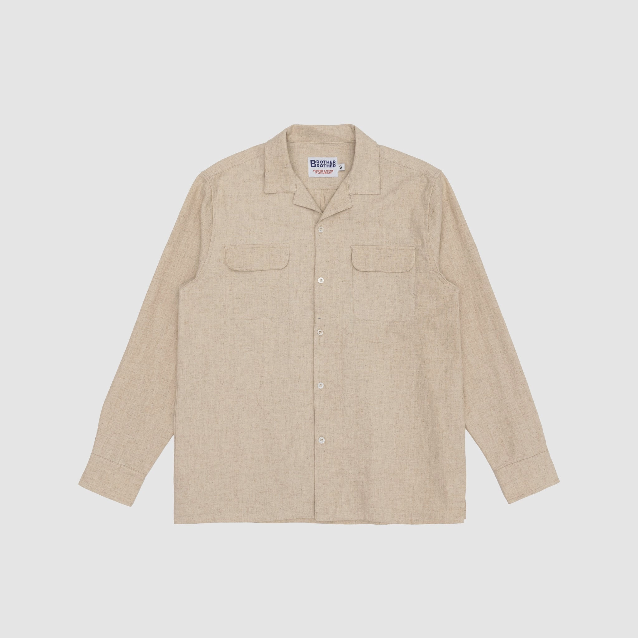 Glossy Texture LS CAMP COLLAR SHIRT