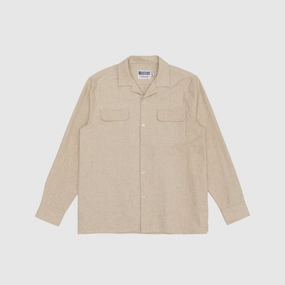Glossy Texture LS CAMP COLLAR SHIRT