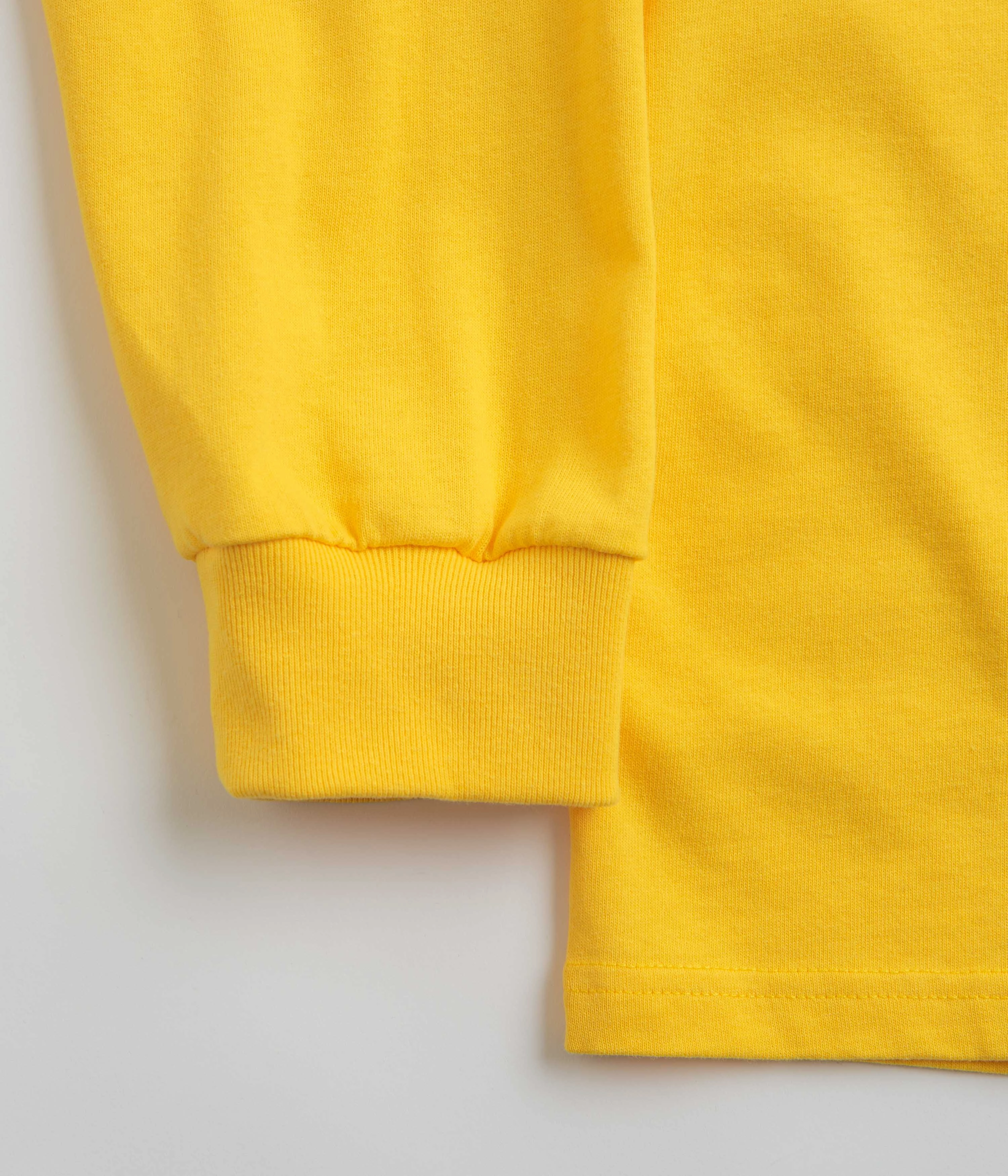 Garment Washed Texture Polar Clubb Inc Long Sleeve T-Shirt - Lemon
